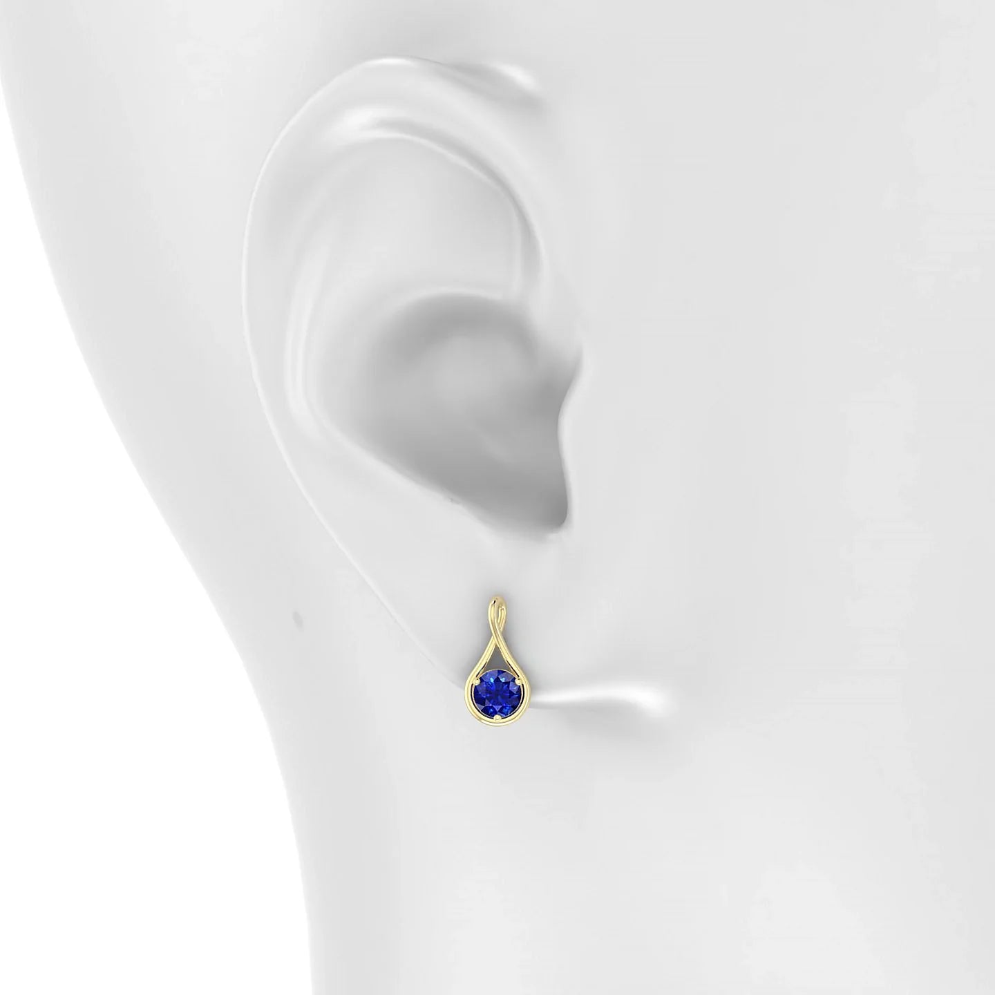 Loop | 18k Yellow Gold 4.5 mm Round Sapphire Earrings