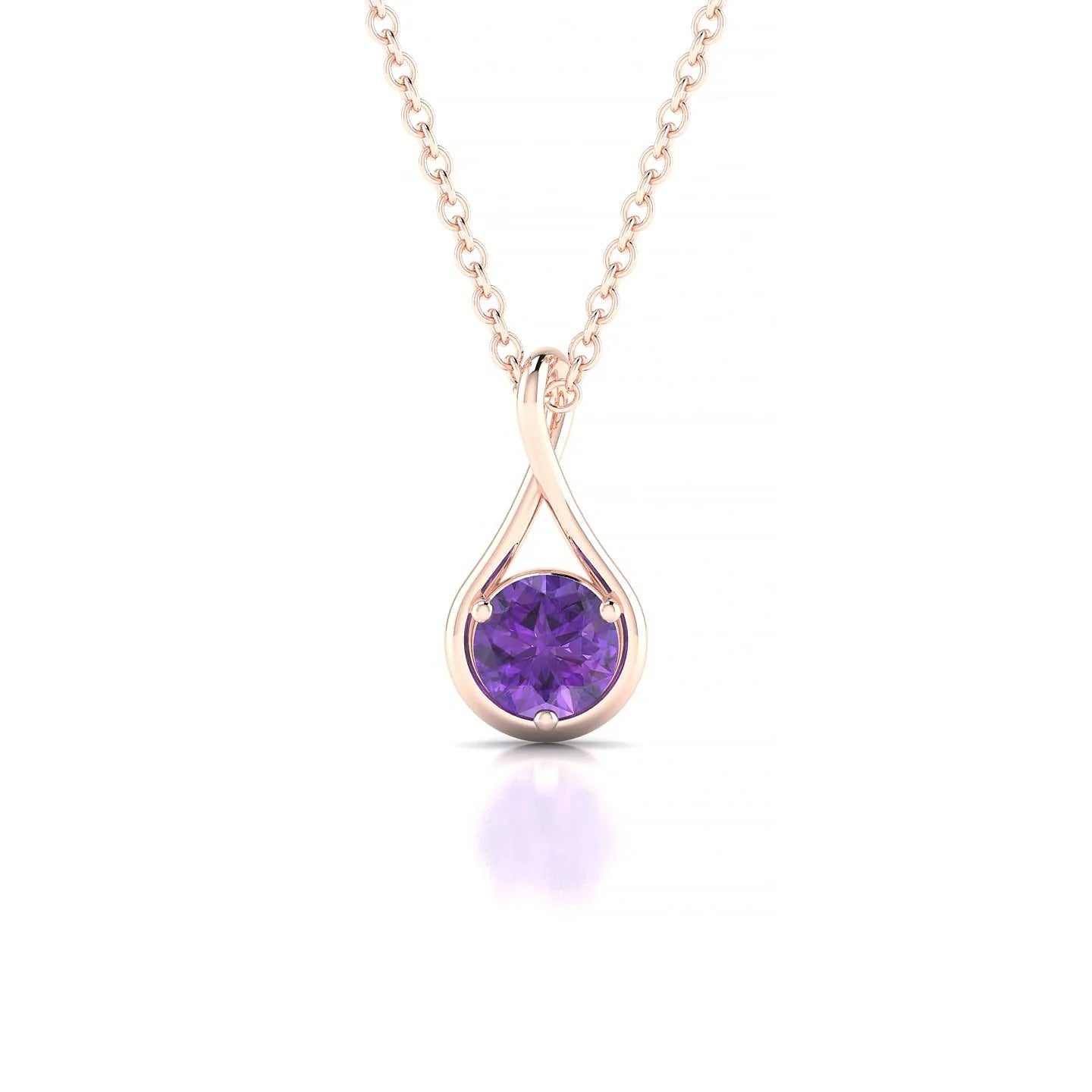 Loop | 18k Rose Gold 4.5 mm Round Amethyst Pendant