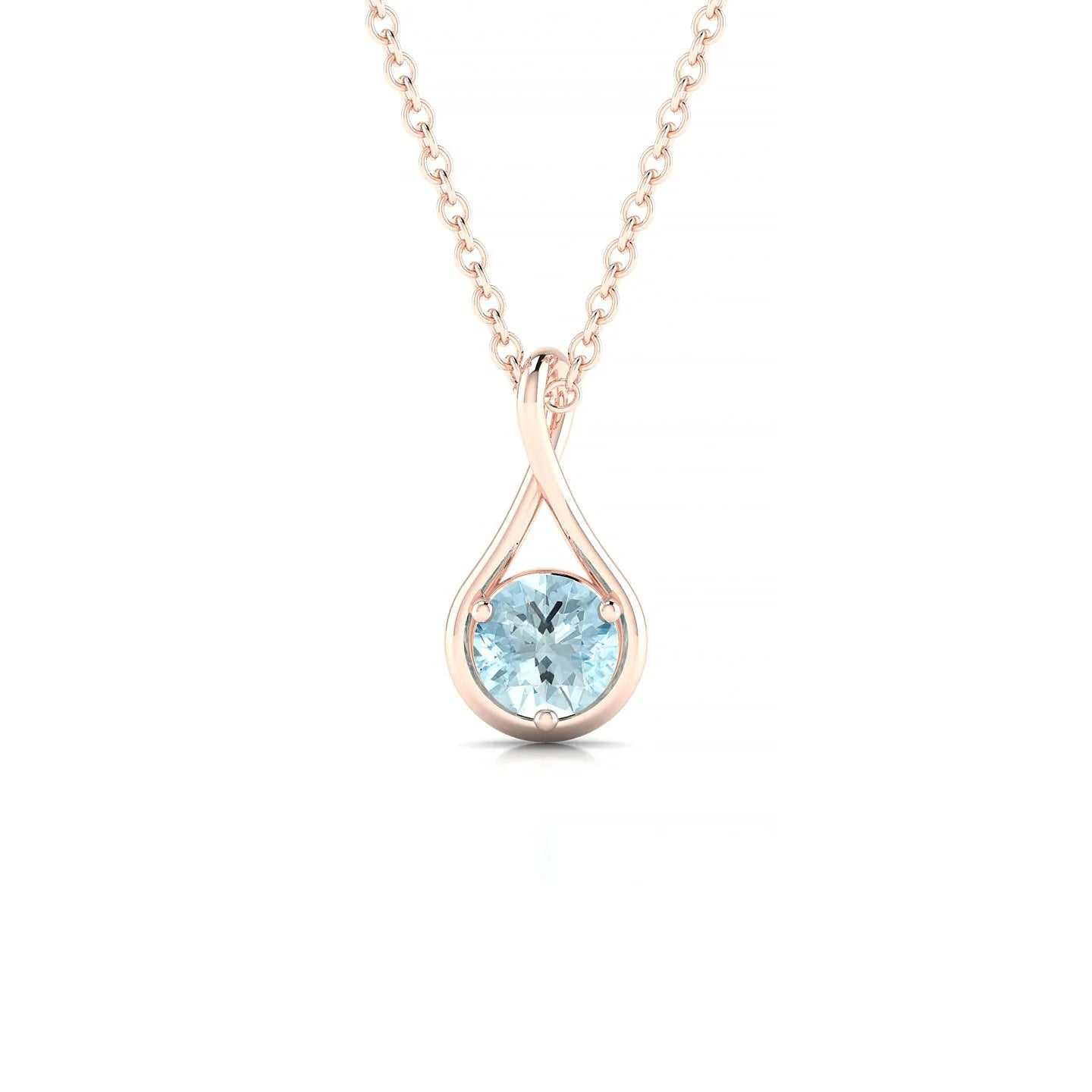Loop | 18k Rose Gold 4.5 mm Round Aquamarine Pendant