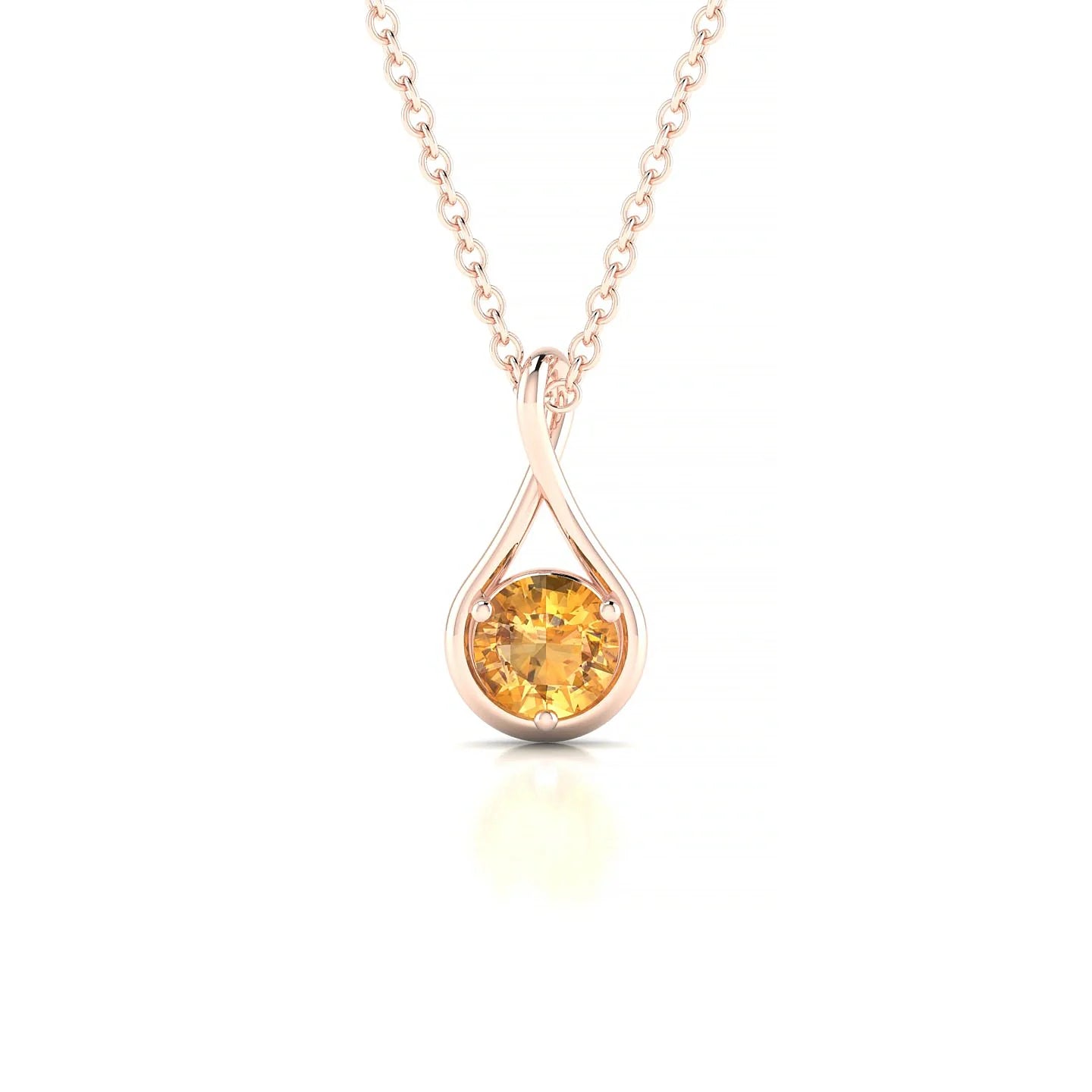 Loop | 18k Rose Gold 4.5 mm Round Citrine Pendant