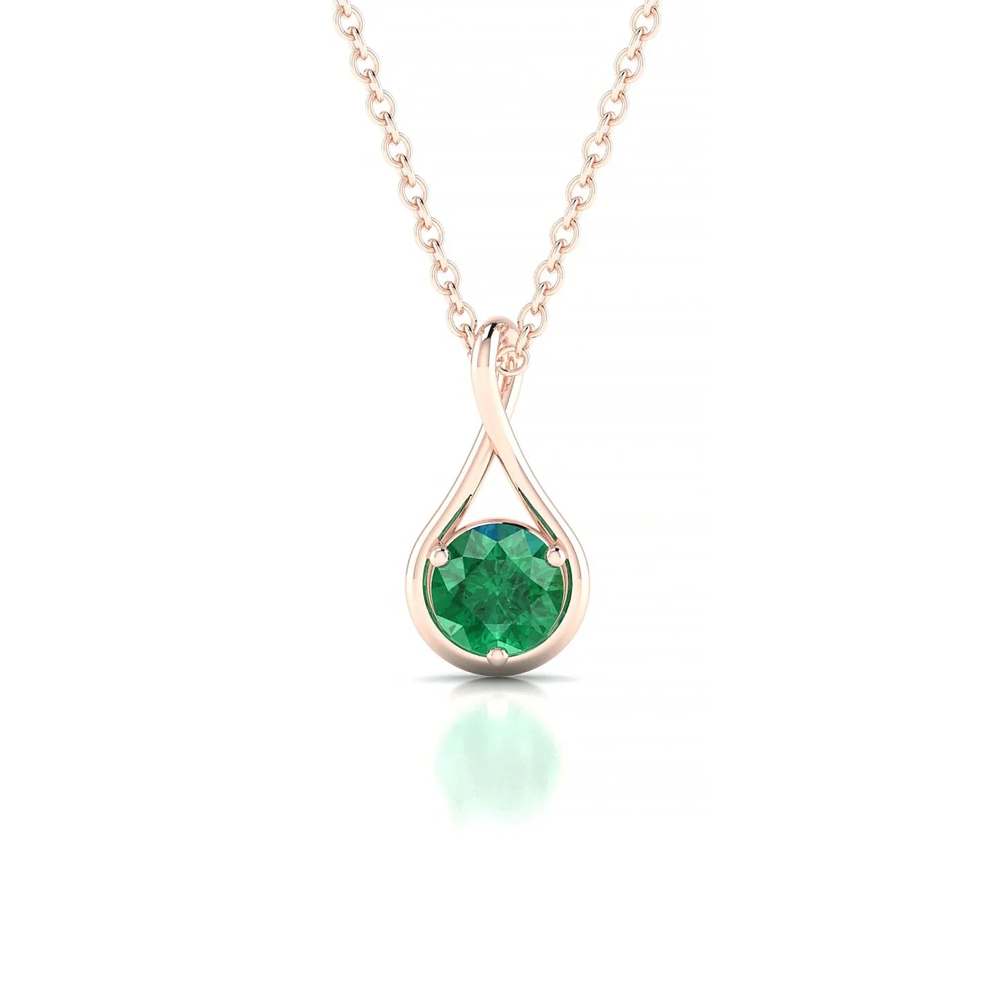 Loop | 18k Rose Gold 4.5 mm Round Emerald Pendant