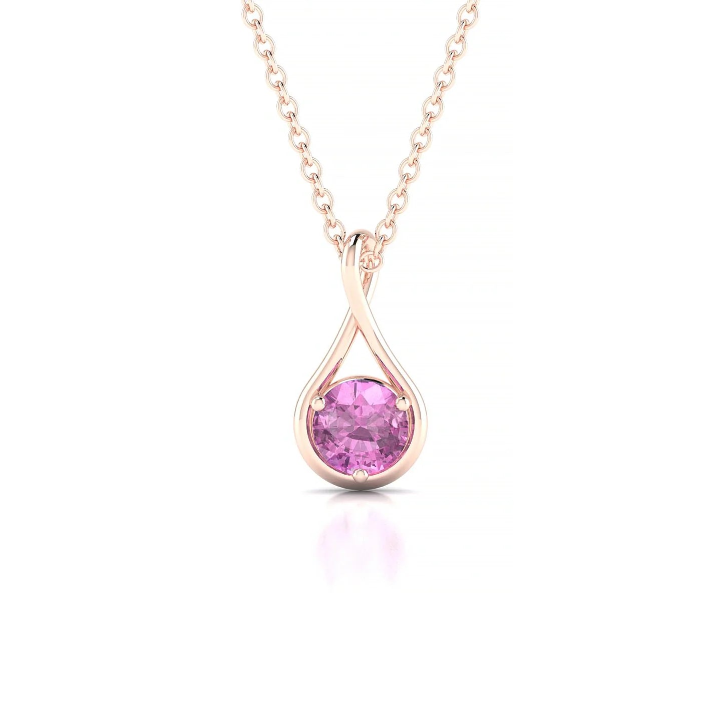 Loop | 18k Rose Gold 4.5 mm Round Pink Sapphire Pendant