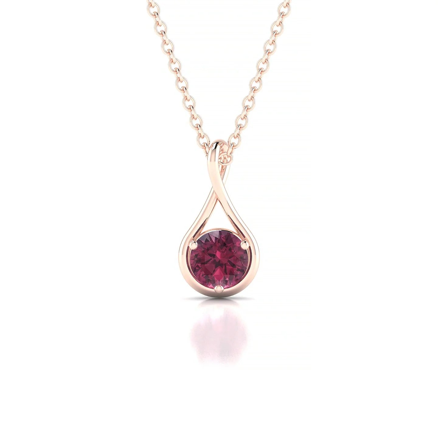 Loop | 18k Rose Gold 4.5 mm Round Rhodolite Pendant