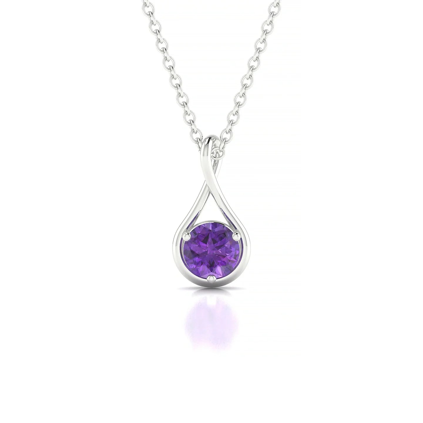 Loop | 18k White Gold 4.5 mm Round Amethyst Pendant