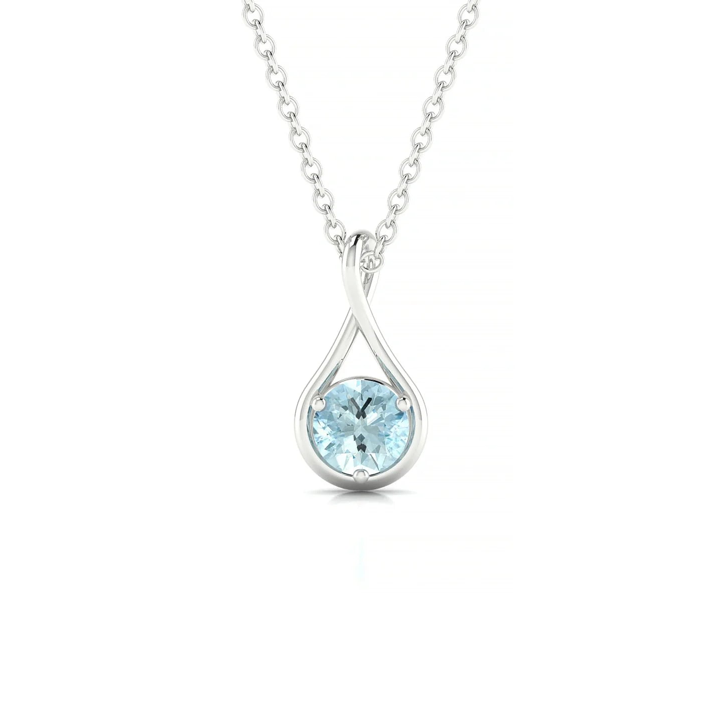 Loop | 18k White Gold 4.5 mm Round Aquamarine Pendant