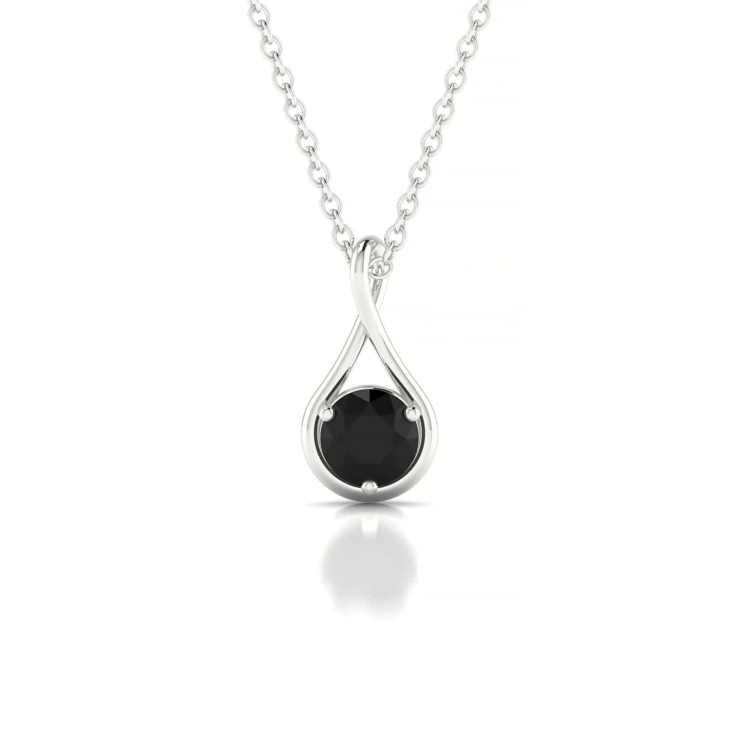 Loop | 18k White Gold 4.5 mm Round Black Diamond Pendant