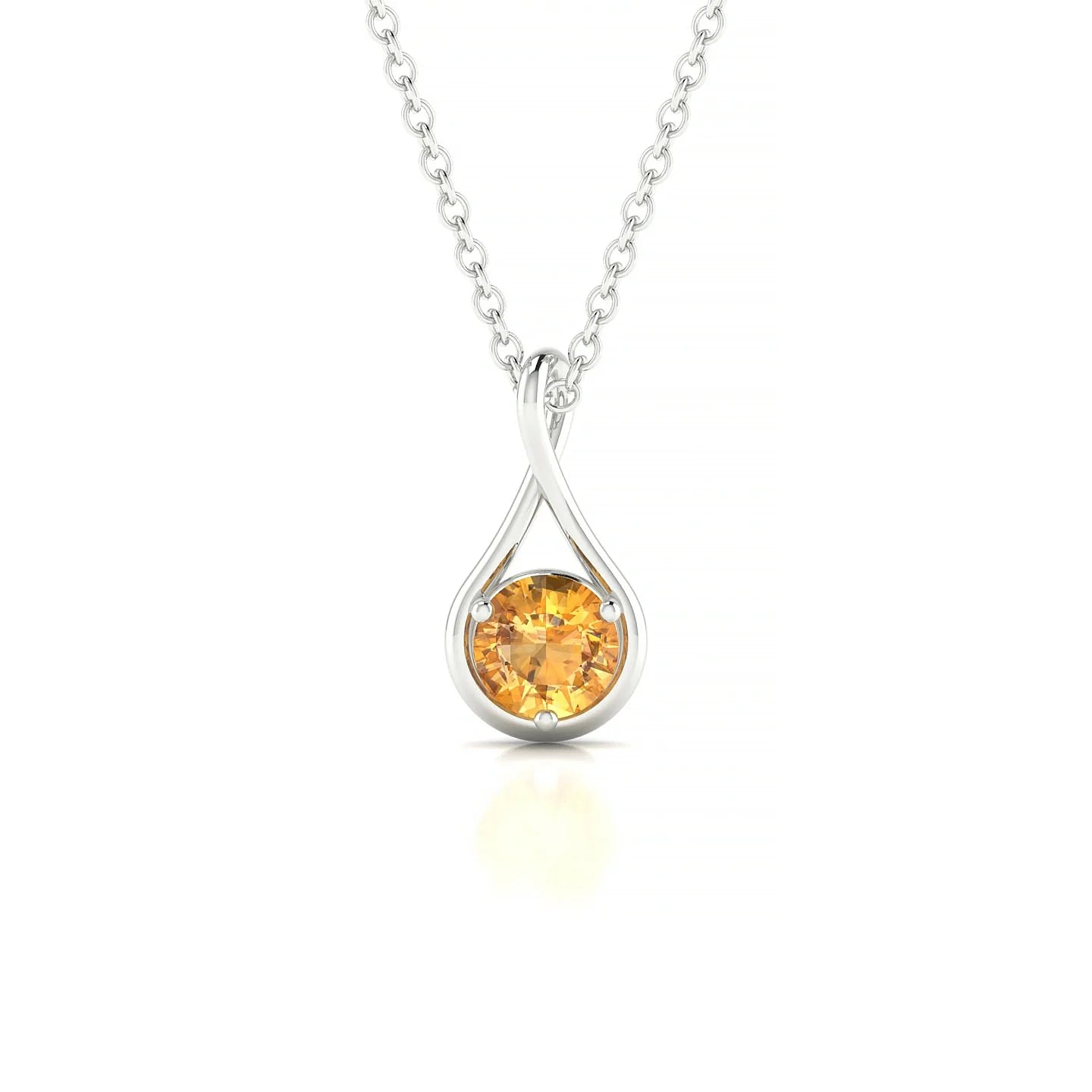 Loop | 18k White Gold 4.5 mm Round Citrine Pendant