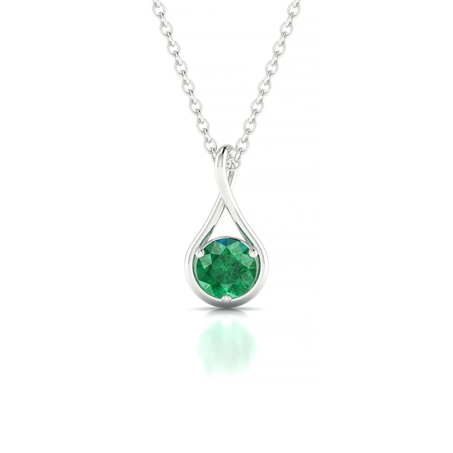 Loop | 18k White Gold 4.5 mm Round Emerald Pendant