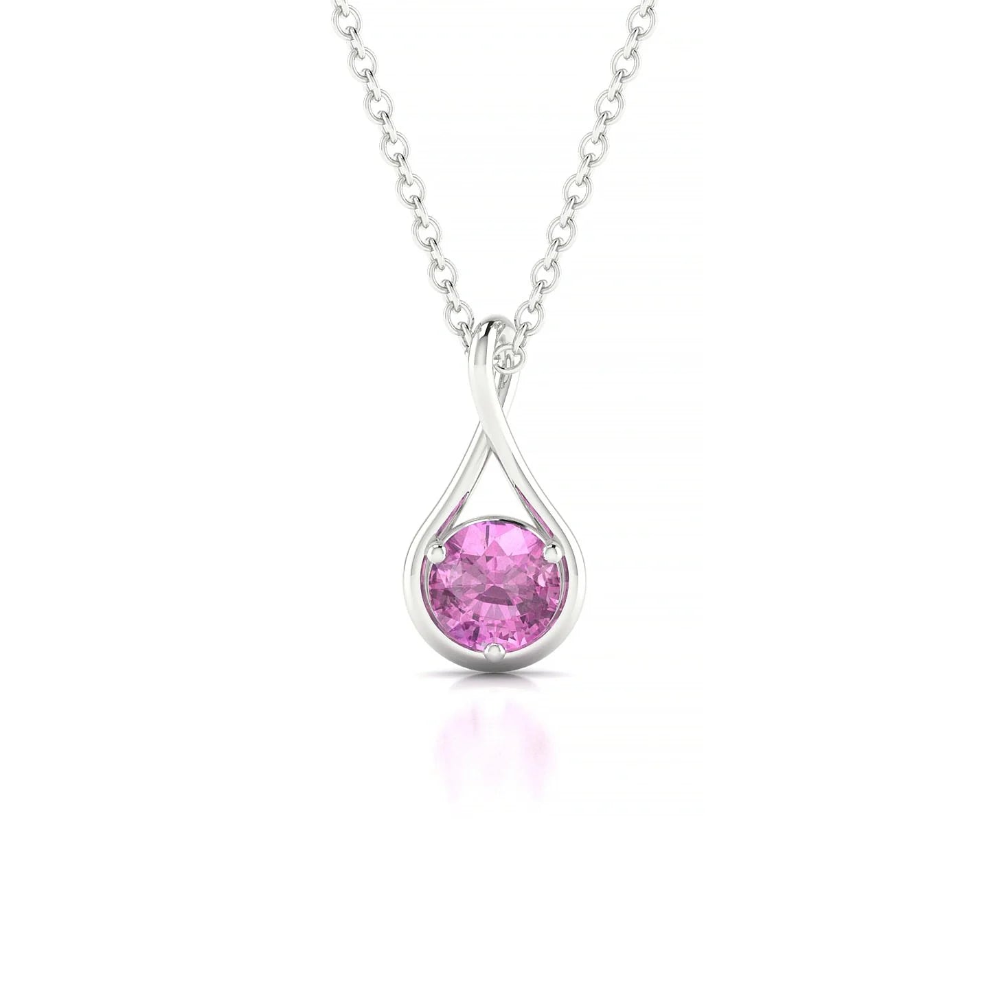 Loop | 18k White Gold 4.5 mm Round Pink Sapphire Pendant