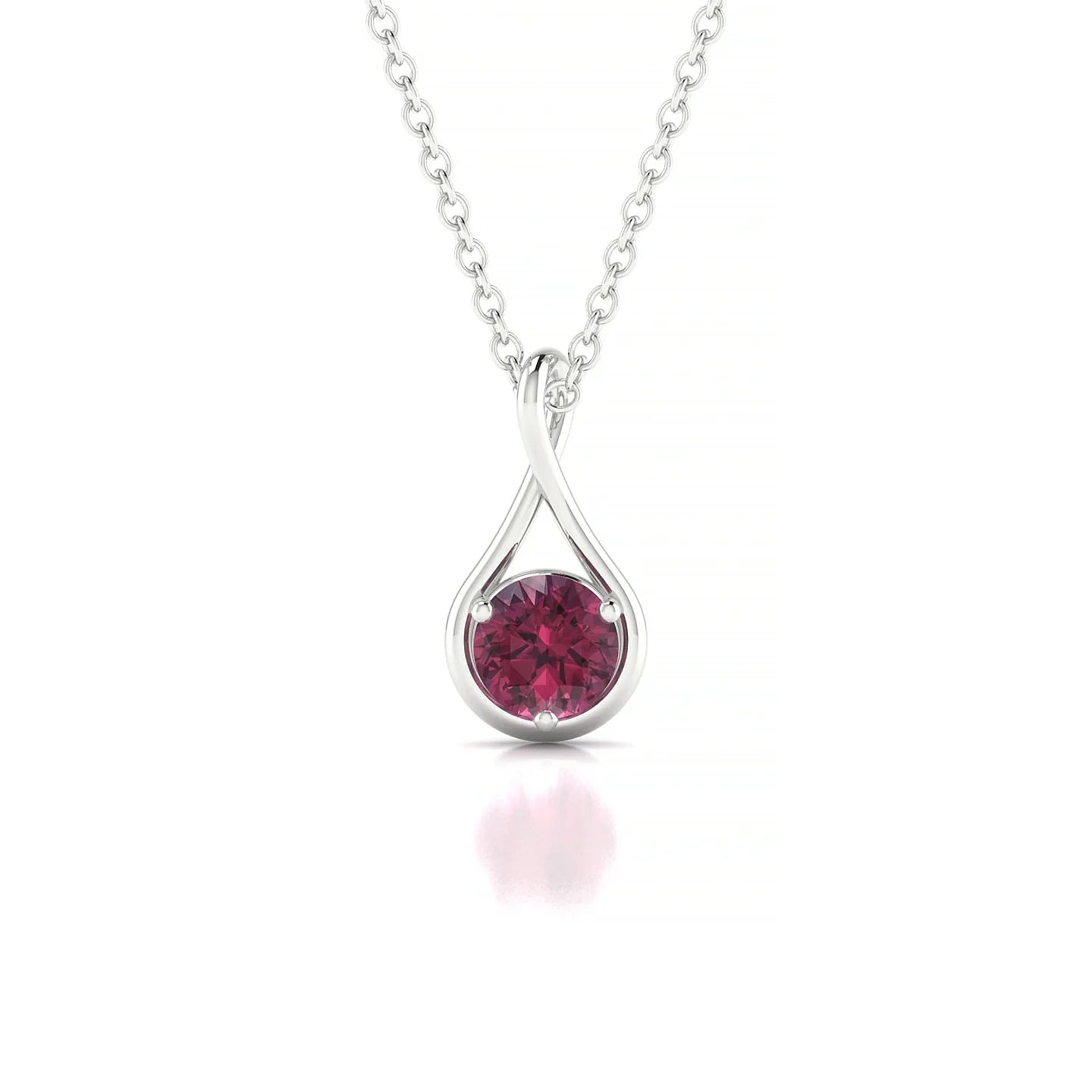 Loop | 18k White Gold 4.5 mm Round Rhodolite Pendant