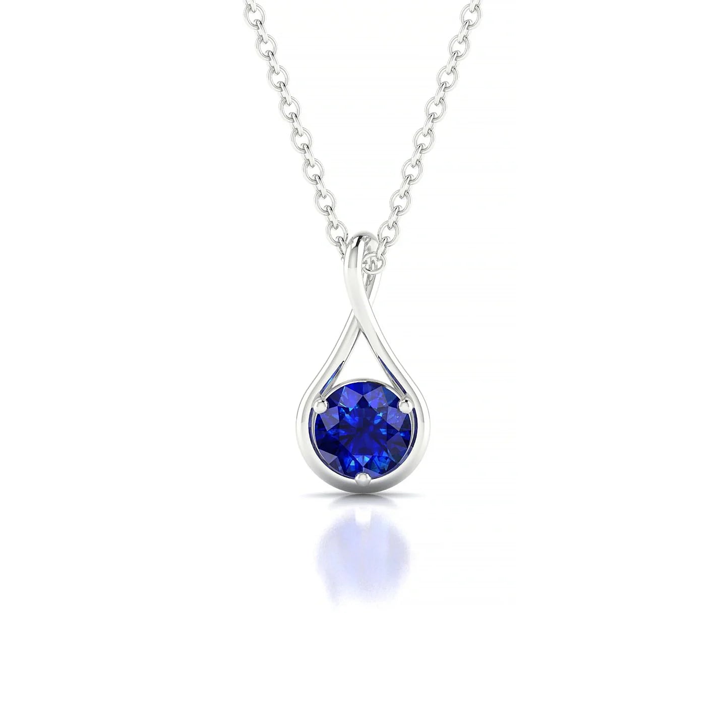 Loop | 18k White Gold 4.5 mm Round Sapphire Pendant