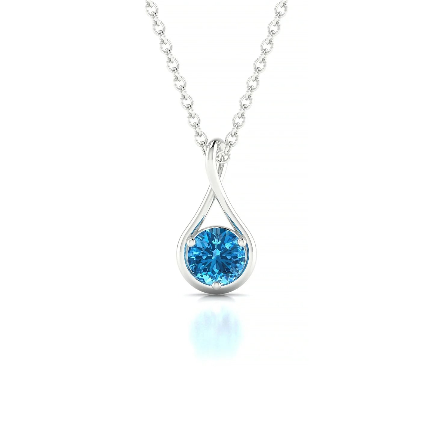 Loop | 18k White Gold 4.5 mm Round Topaz Pendant