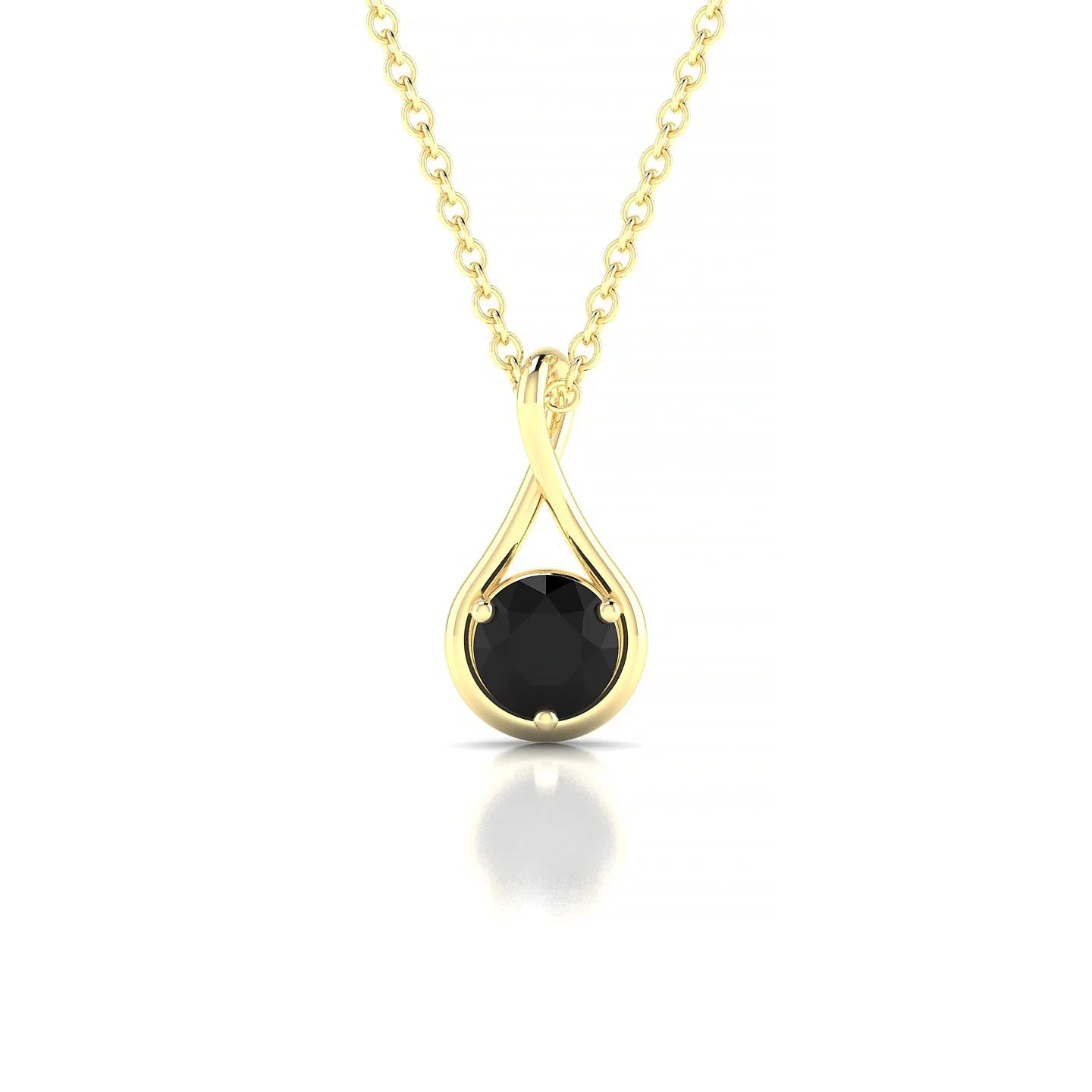 Loop | 18k Yellow Gold 4.5 mm Round Black Diamond Pendant