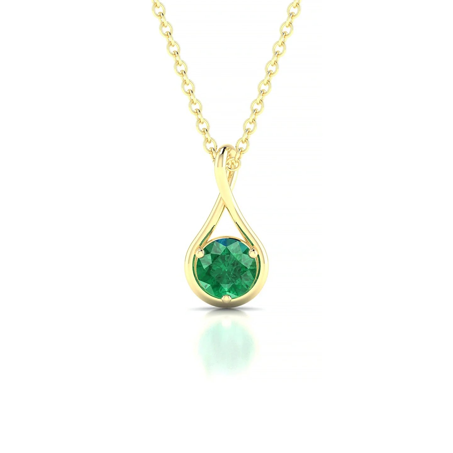 Loop | 18k Yellow Gold 4.5 mm Round Emerald Pendant