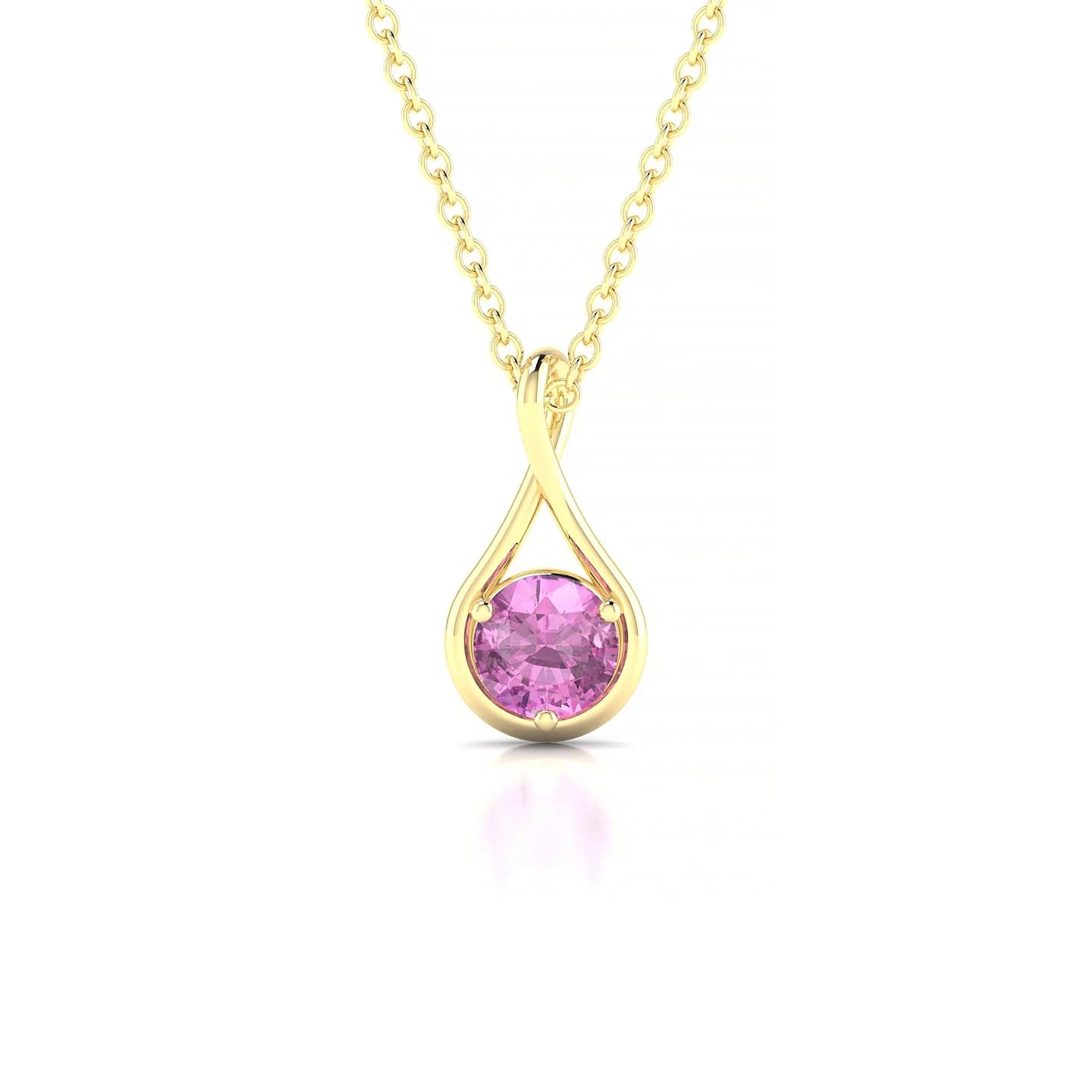 Loop | 18k Yellow Gold 4.5 mm Round Pink Sapphire Pendant