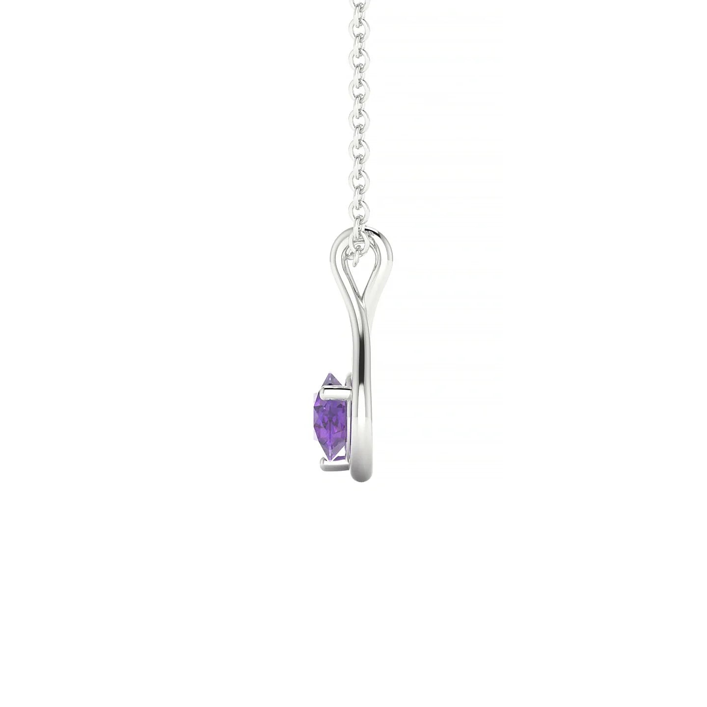 Loop | 18k White Gold 4.5 mm Round Amethyst Pendant