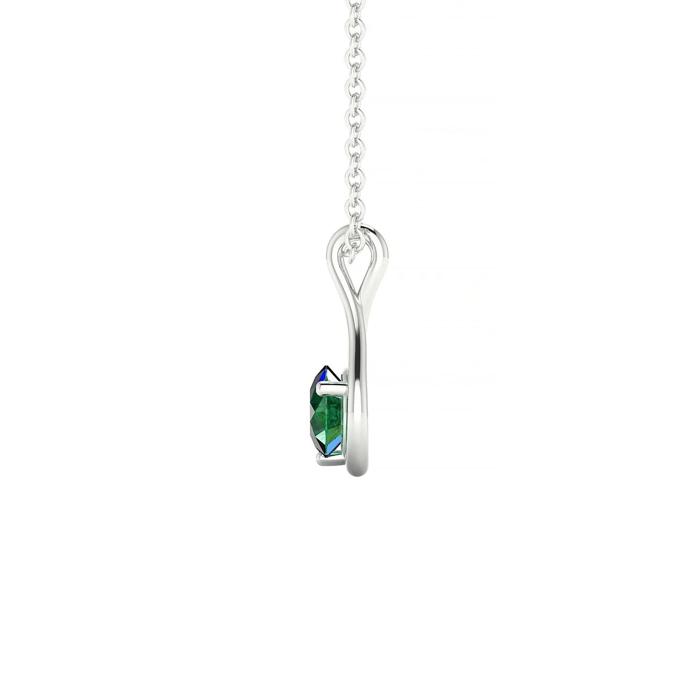Loop | 18k White Gold 4.5 mm Round Emerald Pendant