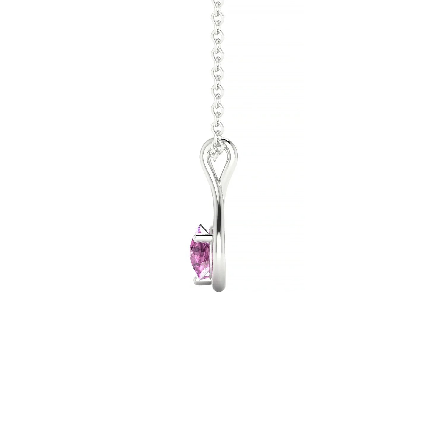 Loop | 18k White Gold 4.5 mm Round Pink Sapphire Pendant