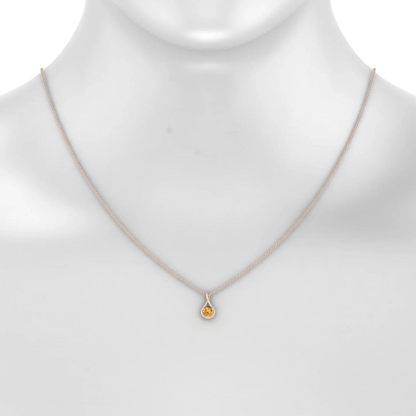 Loop | 18k Rose Gold 4.5 mm Round Citrine Pendant