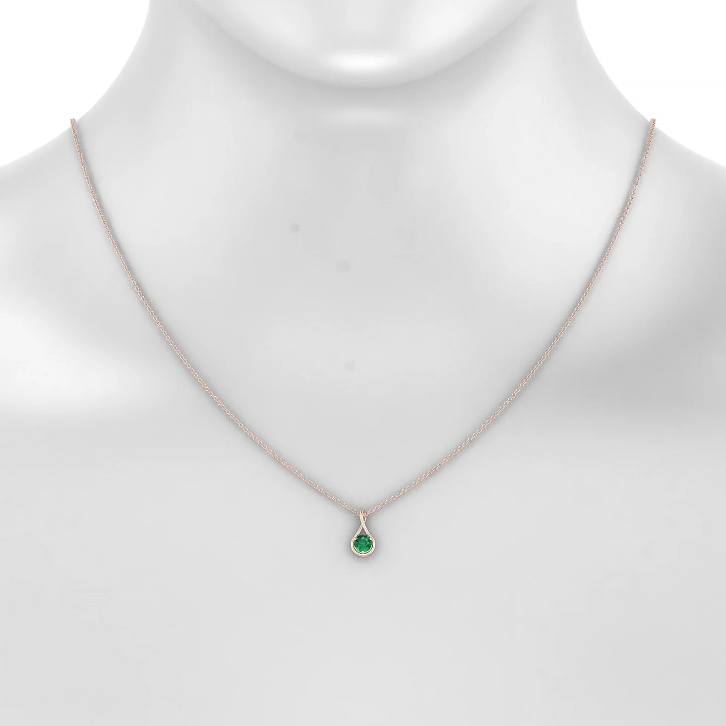 Loop | 18k Rose Gold 4.5 mm Round Emerald Pendant