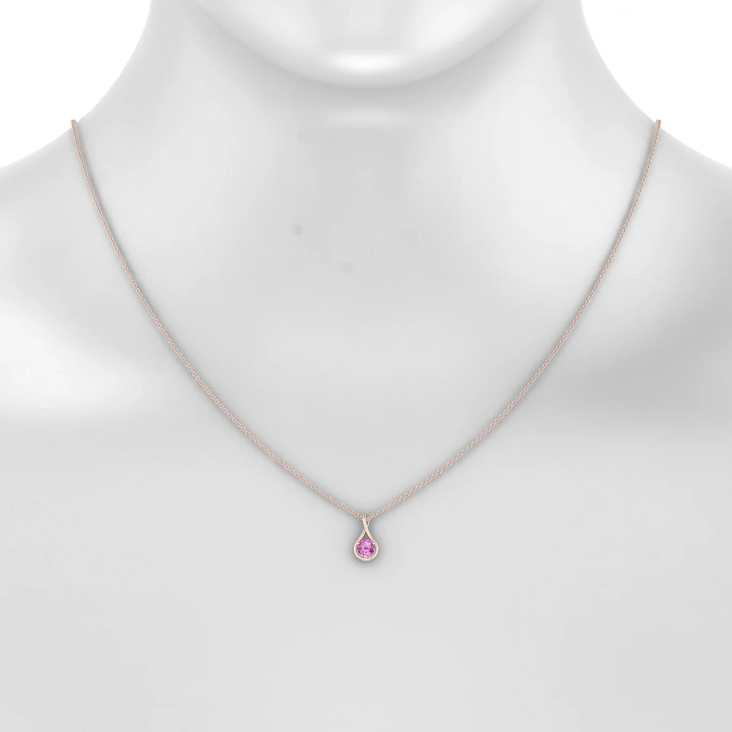 Loop | 18k Rose Gold 4.5 mm Round Pink Sapphire Pendant