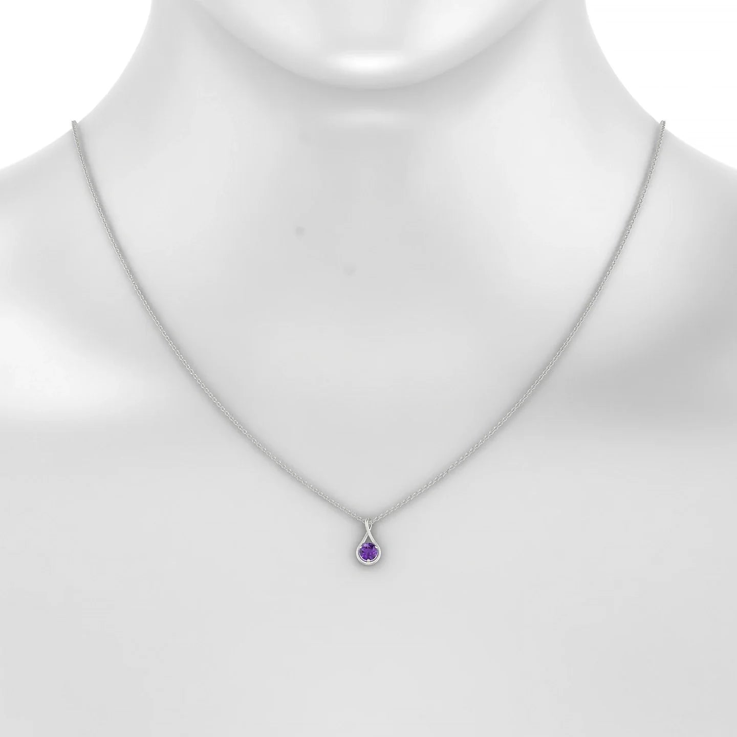 Loop | 18k White Gold 4.5 mm Round Amethyst Pendant