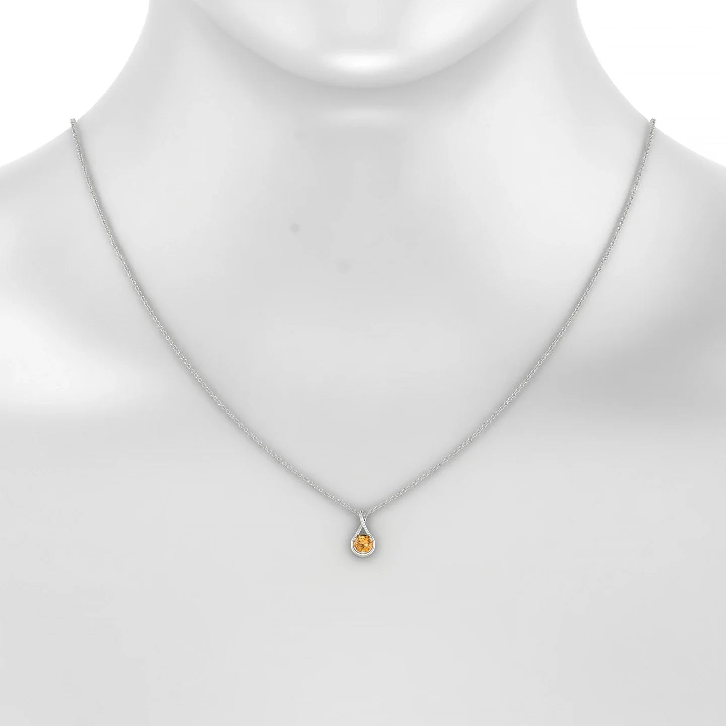 Loop | 18k White Gold 4.5 mm Round Citrine Pendant
