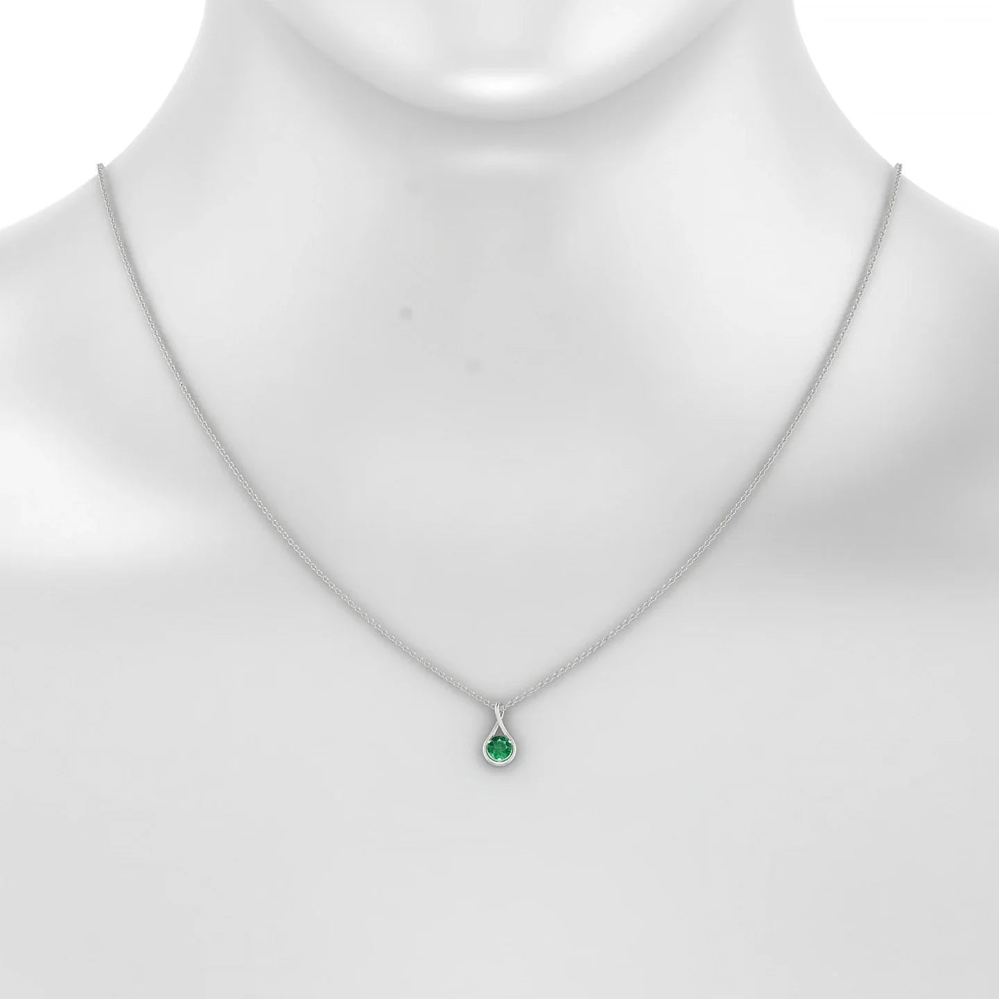 Loop | 18k White Gold 4.5 mm Round Emerald Pendant