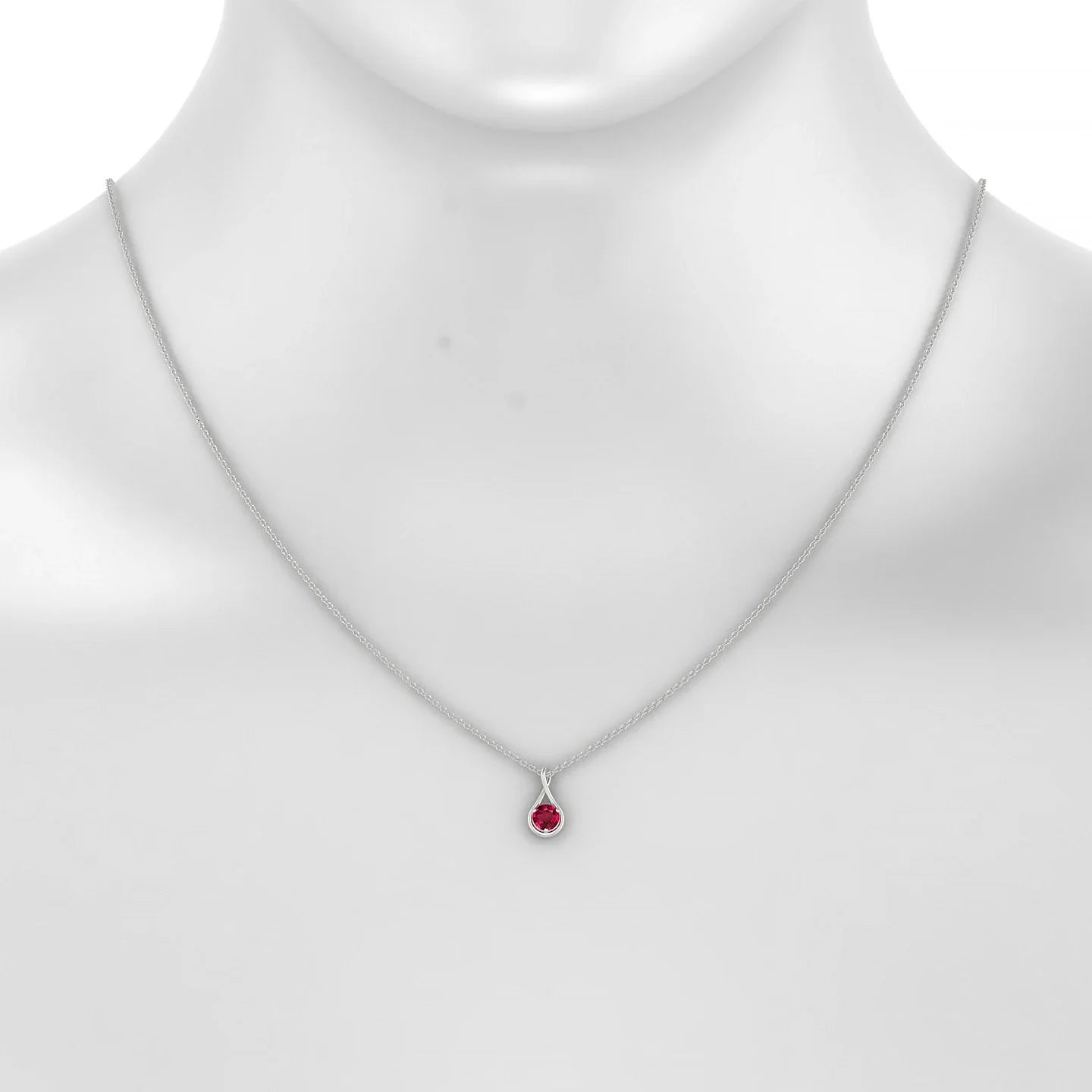 Loop | 18k White Gold 4.5 mm Round Ruby Pendant