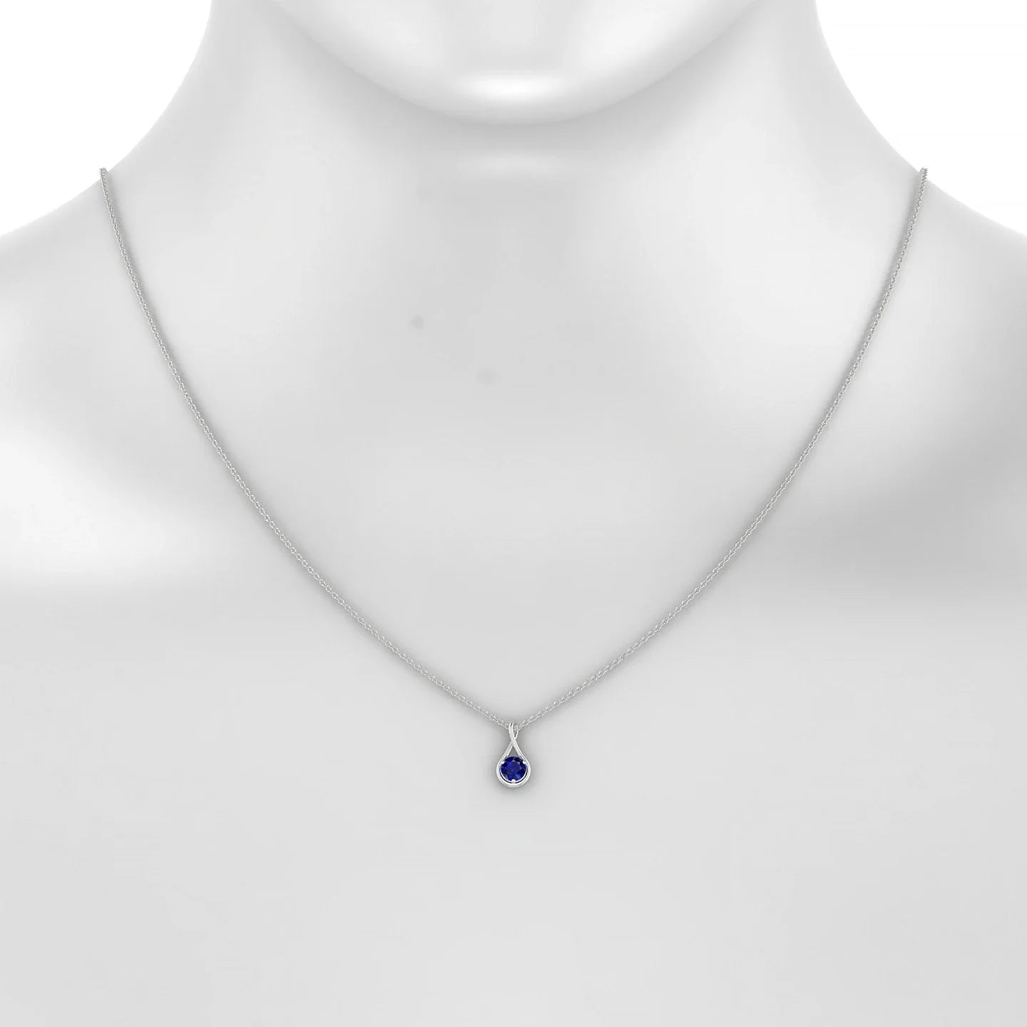Loop | 18k White Gold 4.5 mm Round Sapphire Pendant