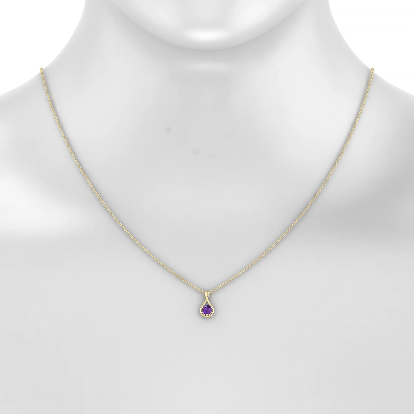 Loop | 18k Yellow Gold 4.5 mm Round Amethyst Pendant