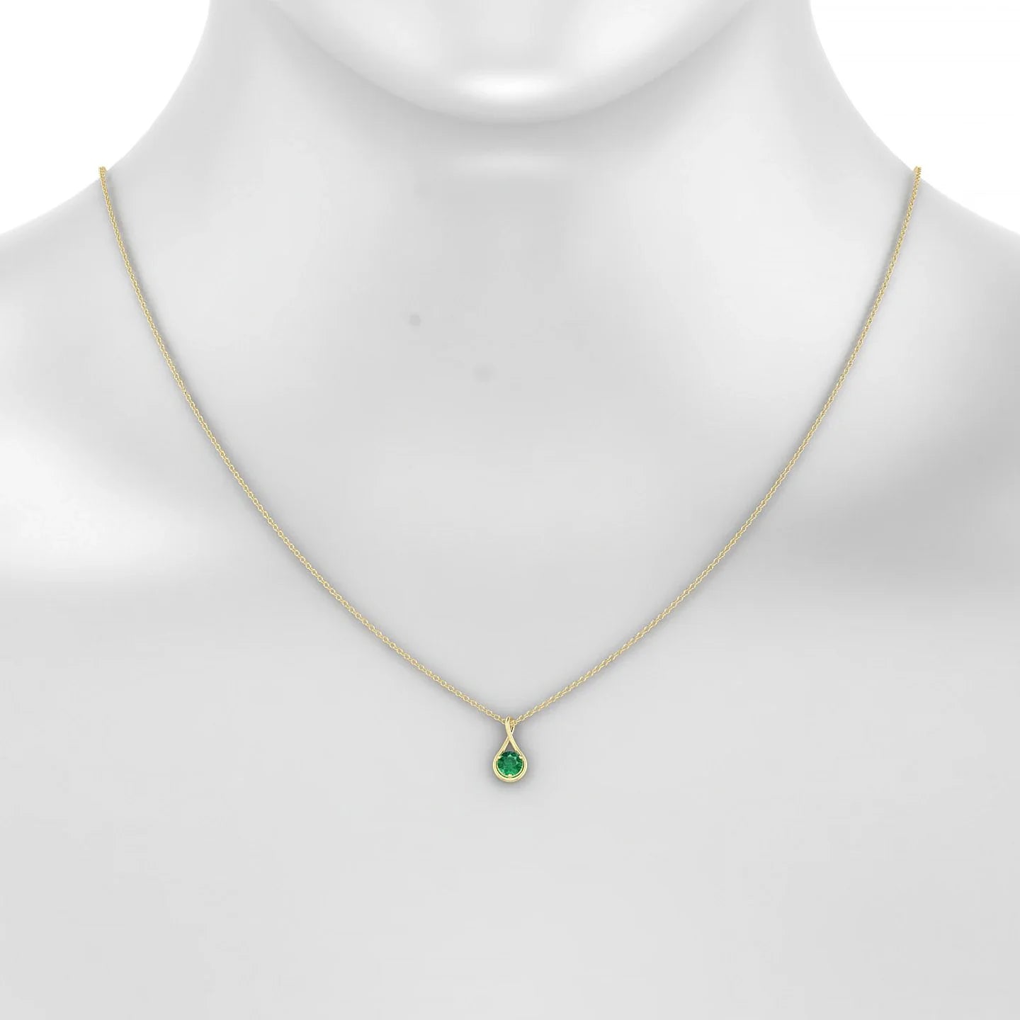 Loop | 18k Yellow Gold 4.5 mm Round Emerald Pendant