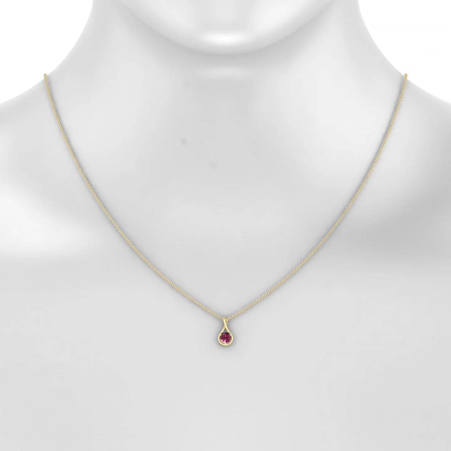 Loop | 18k Yellow Gold 4.5 mm Round Rhodolite Pendant