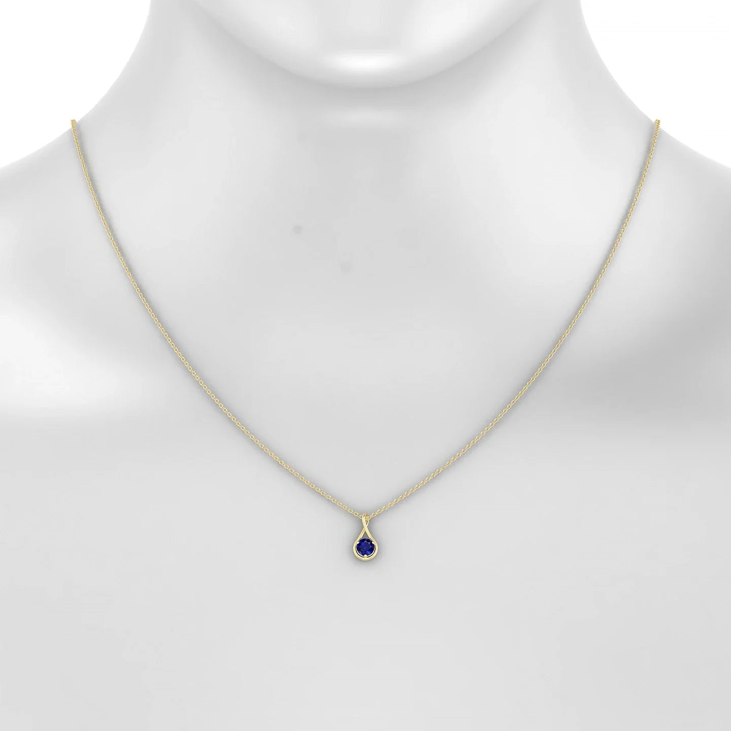 Loop | 18k Yellow Gold 4.5 mm Round Sapphire Pendant