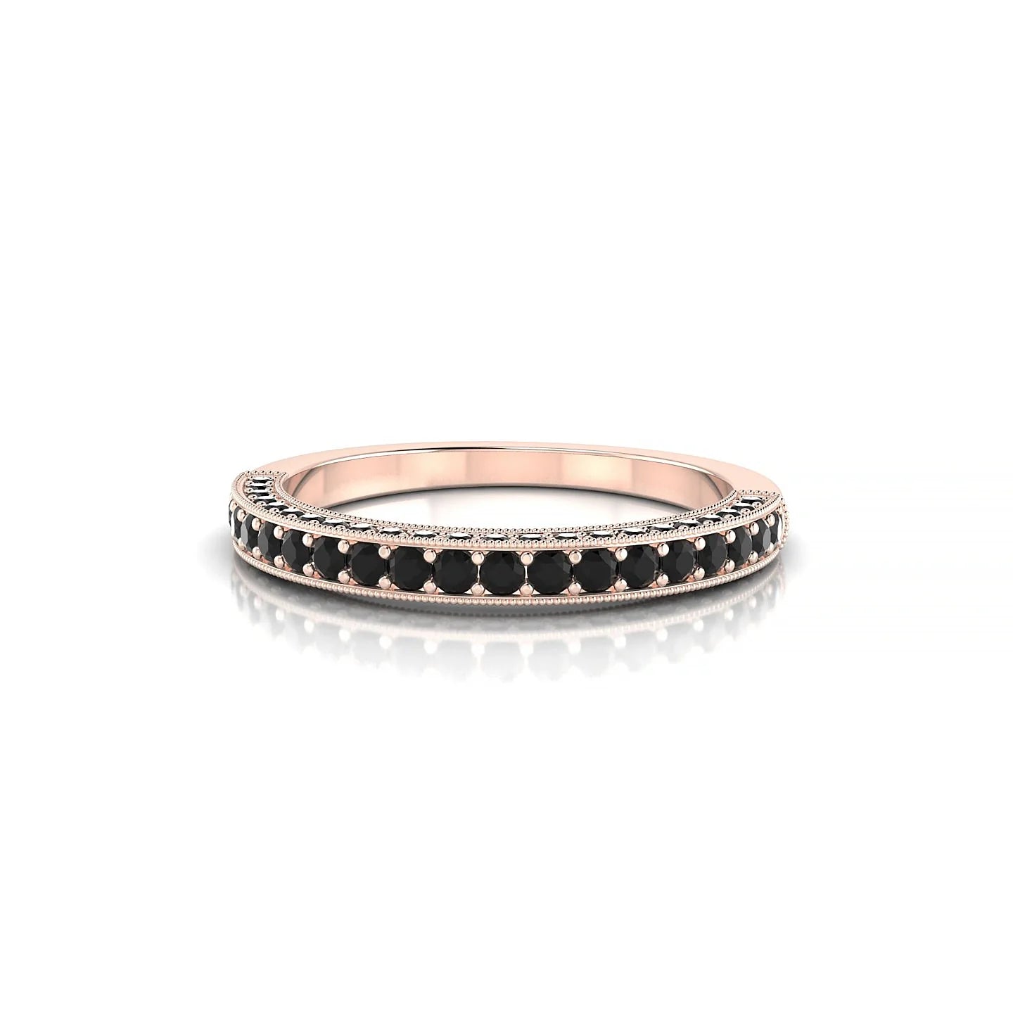 Lustre | 18k Rose Gold 1.5 mm Round Black Diamond Ring