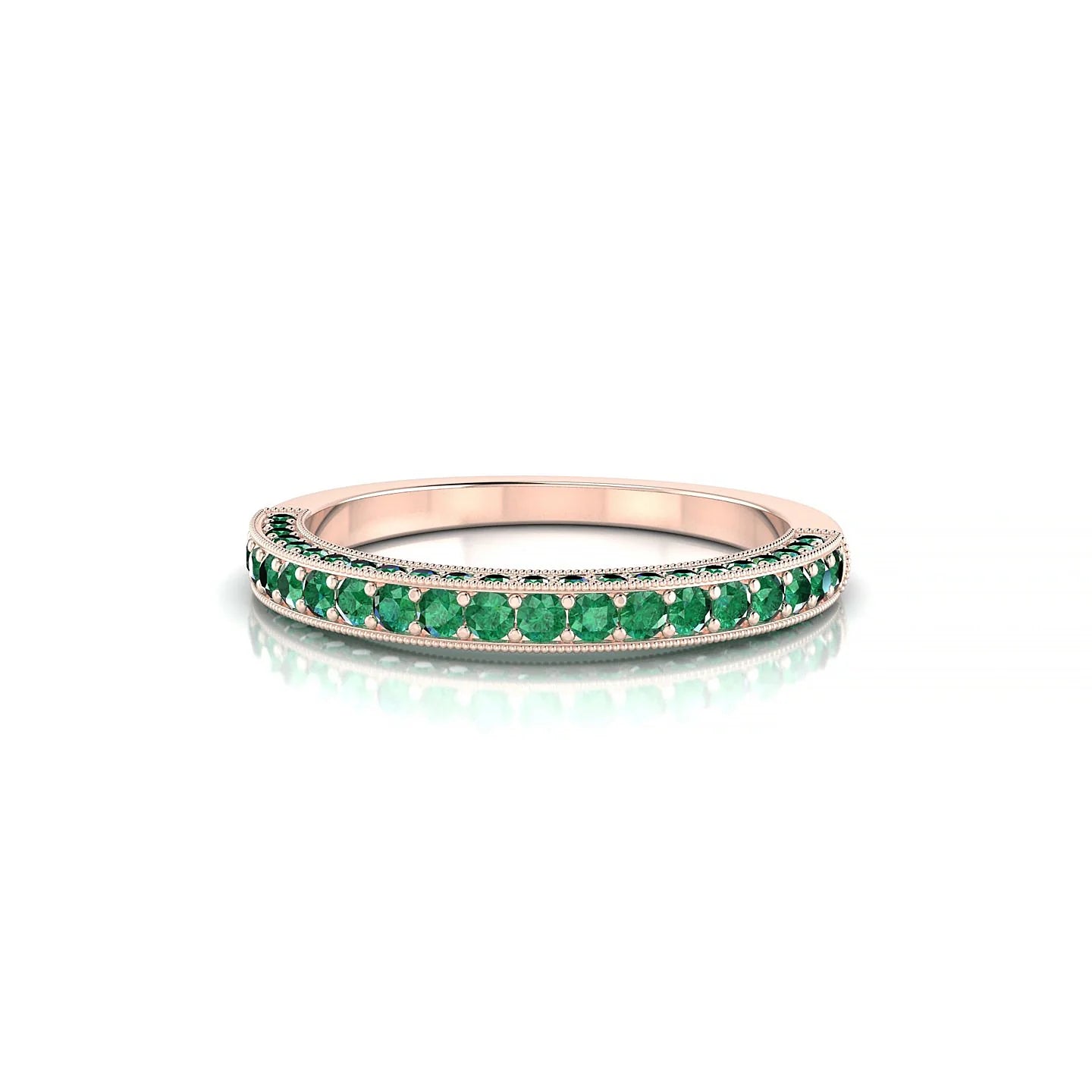 Lustre | 18k Rose Gold 1.5 mm Round Emerald Ring