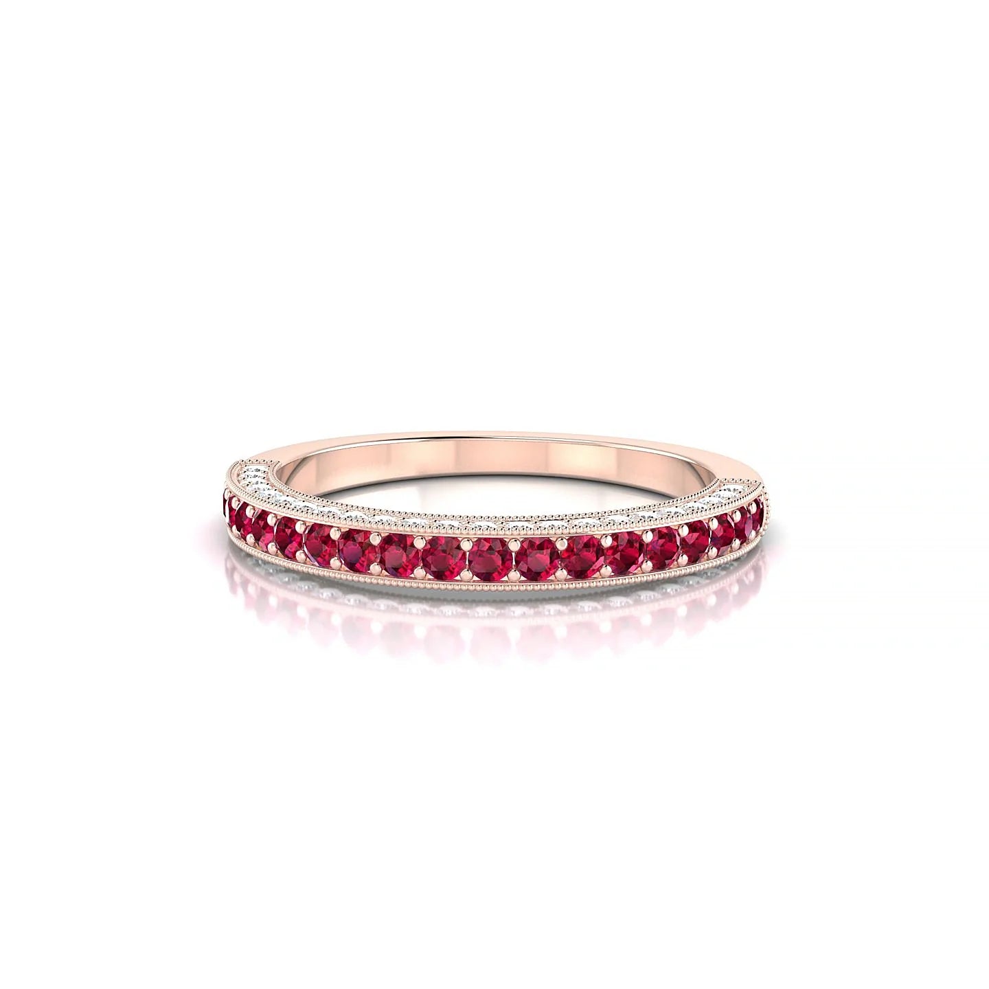 Lustre | 18k Rose Gold 1.5 mm Round Ruby & Diamond Ring