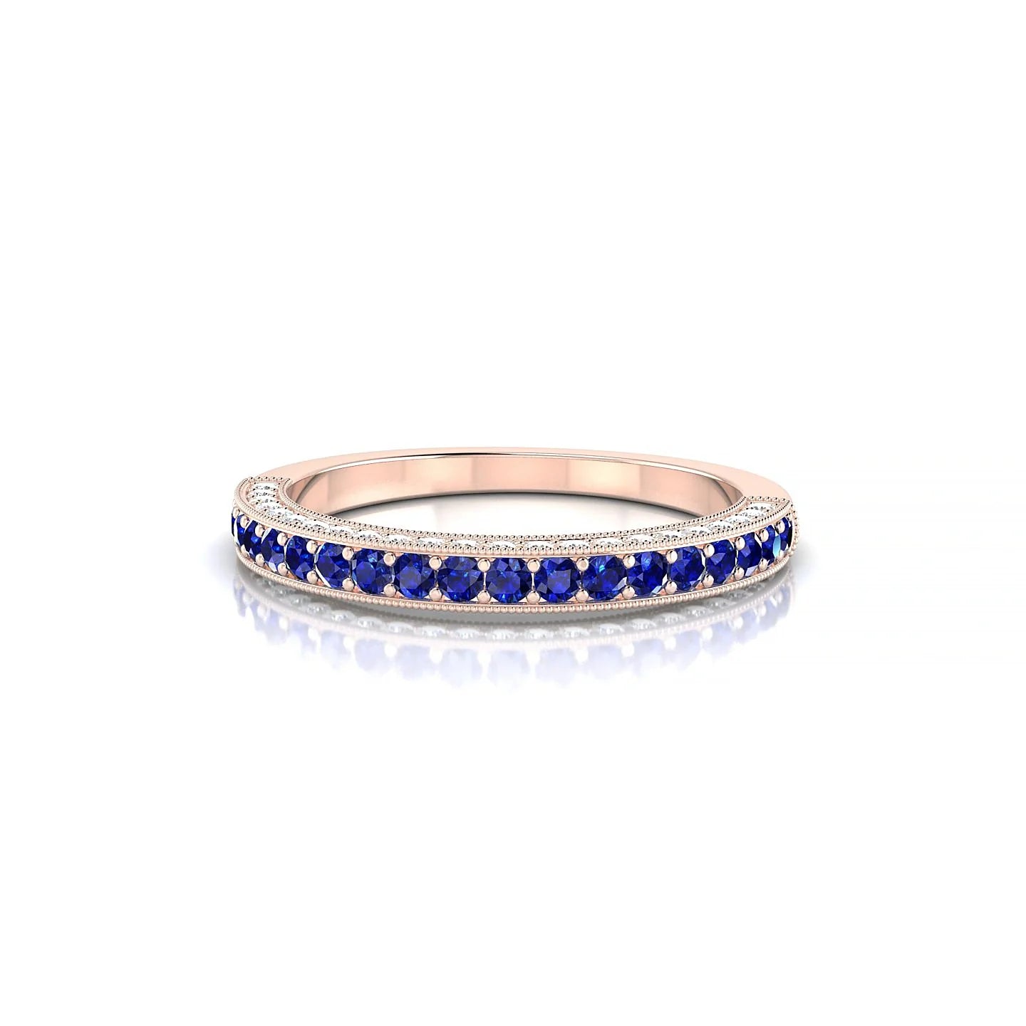 Lustre | 18k Rose Gold 1.5 mm Round Sapphire & Diamond Ring