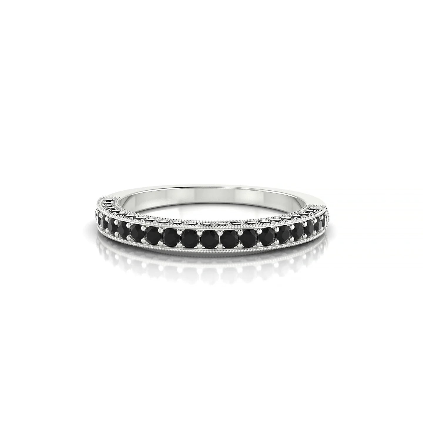 Lustre | 18k White Gold 1.5 mm Round Black Diamond Ring