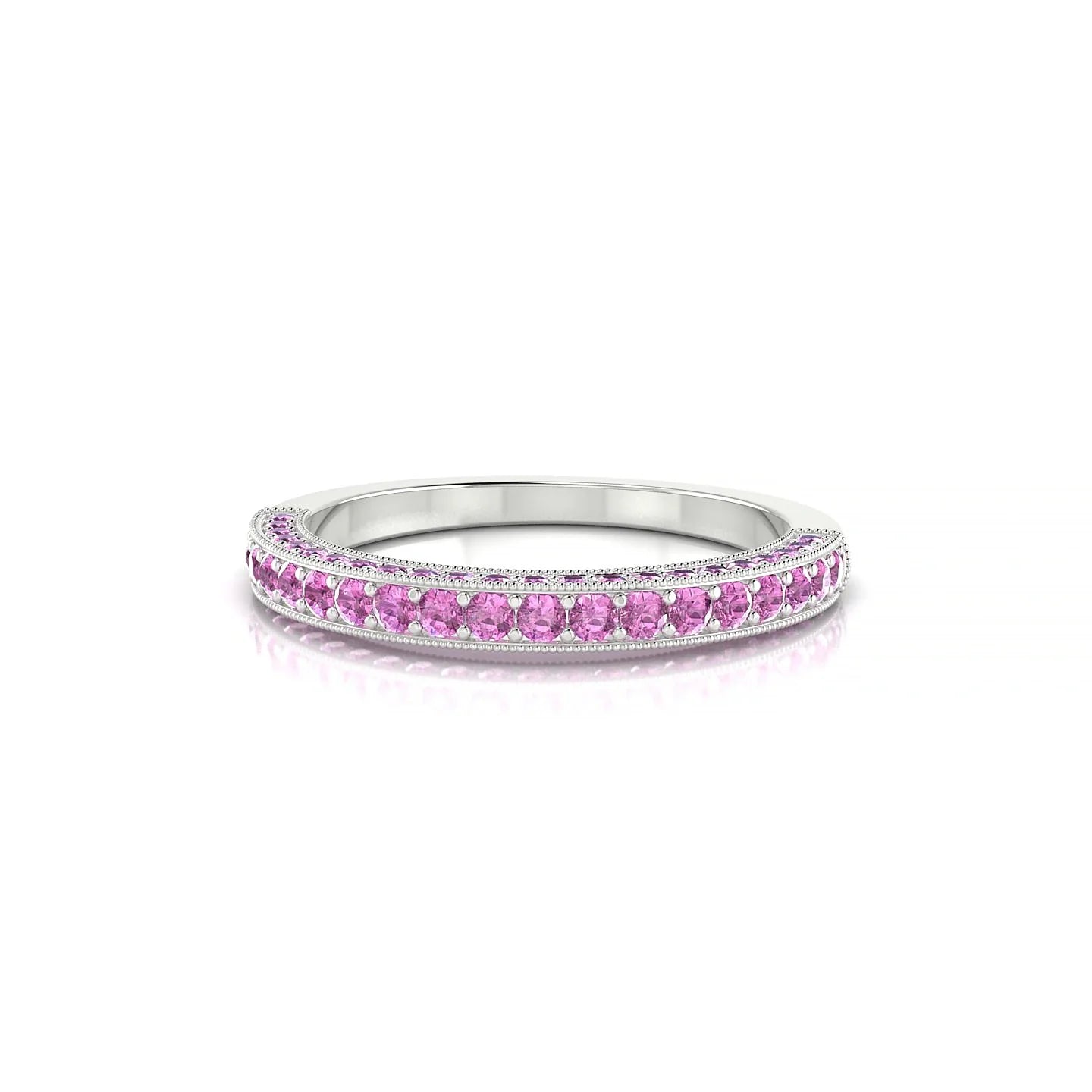 Lustre | 18k White Gold 1.5 mm Round Pink Sapphire Ring