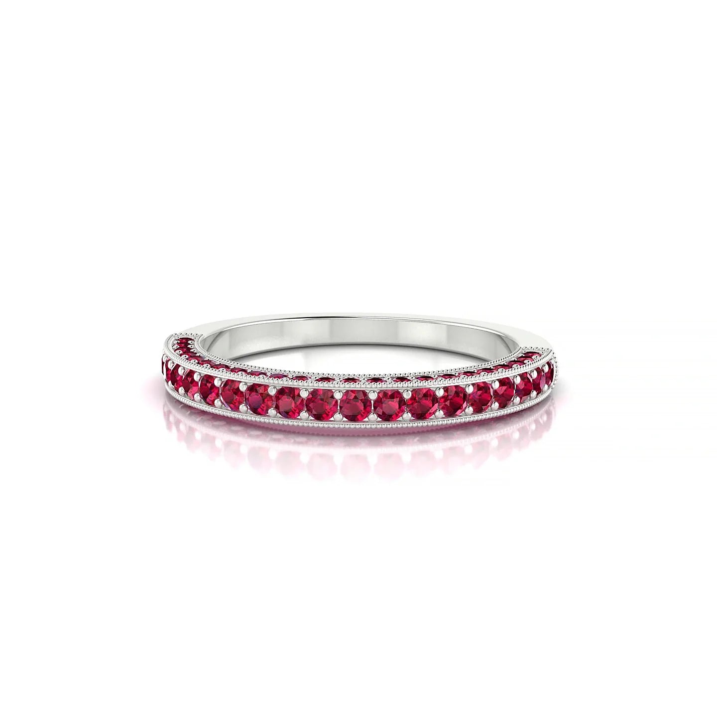 Lustre | 18k White Gold 1.5 mm Round Ruby Ring