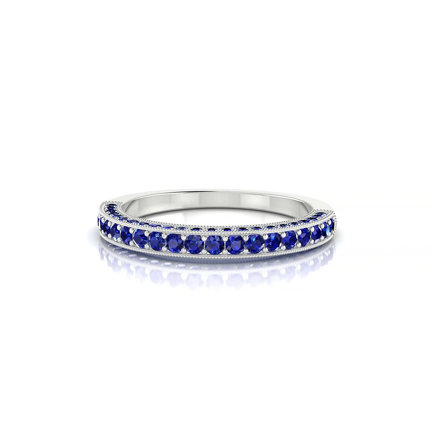 Lustre | 18k White Gold 1.5 mm Round Sapphire Ring