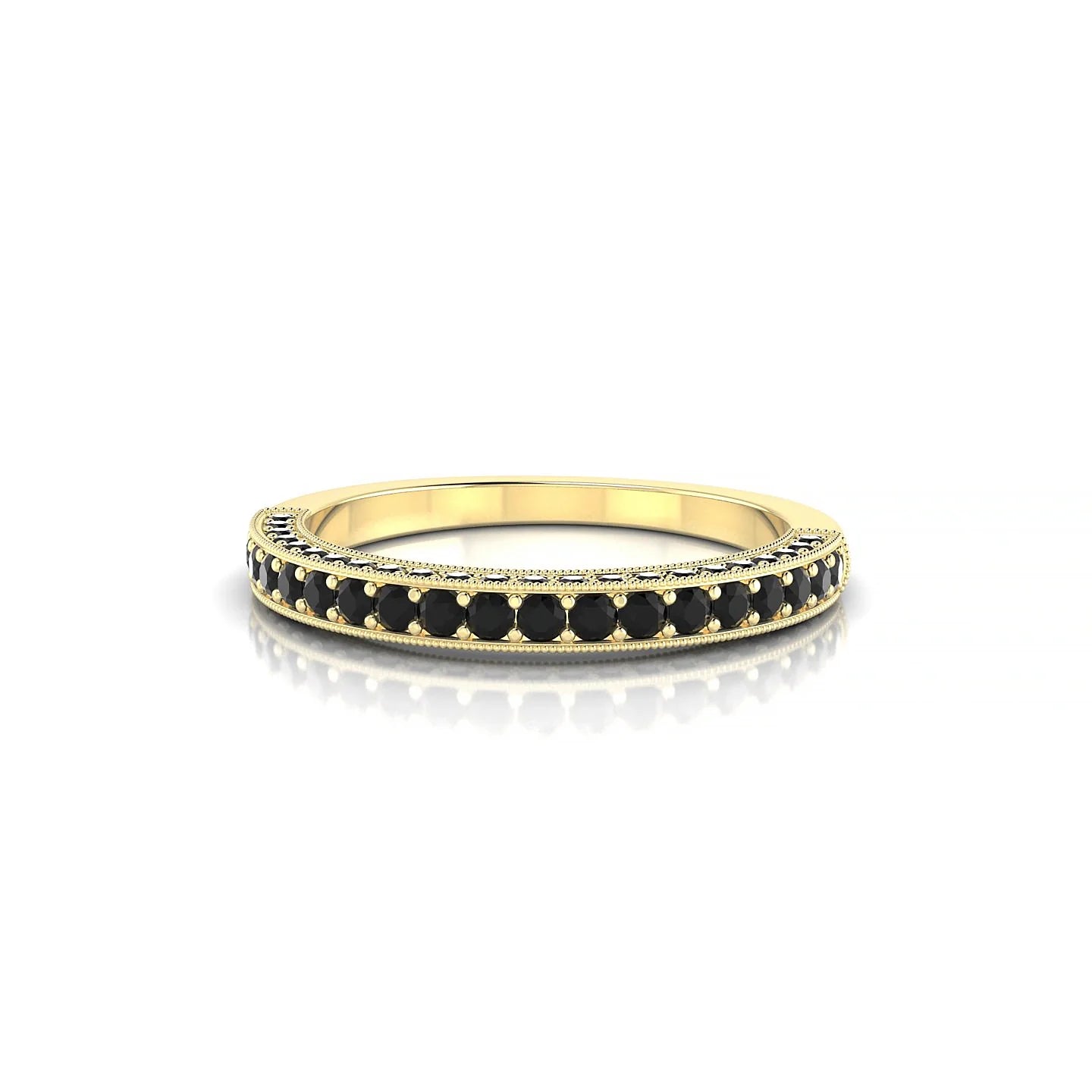 Lustre | 18k Yellow Gold 1.5 mm Round Black Diamond Ring