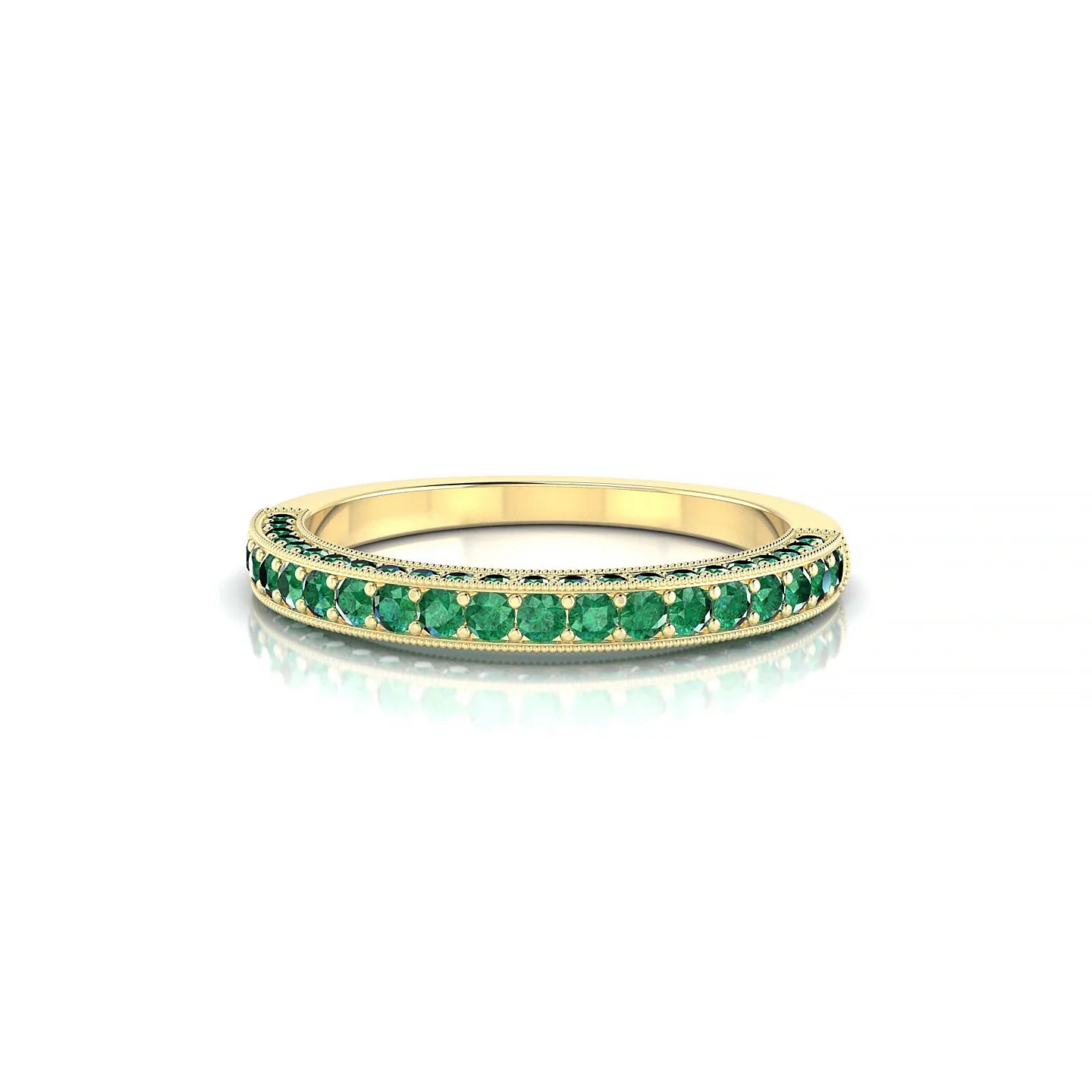 Lustre | 18k Yellow Gold 1.5 mm Round Emerald Ring