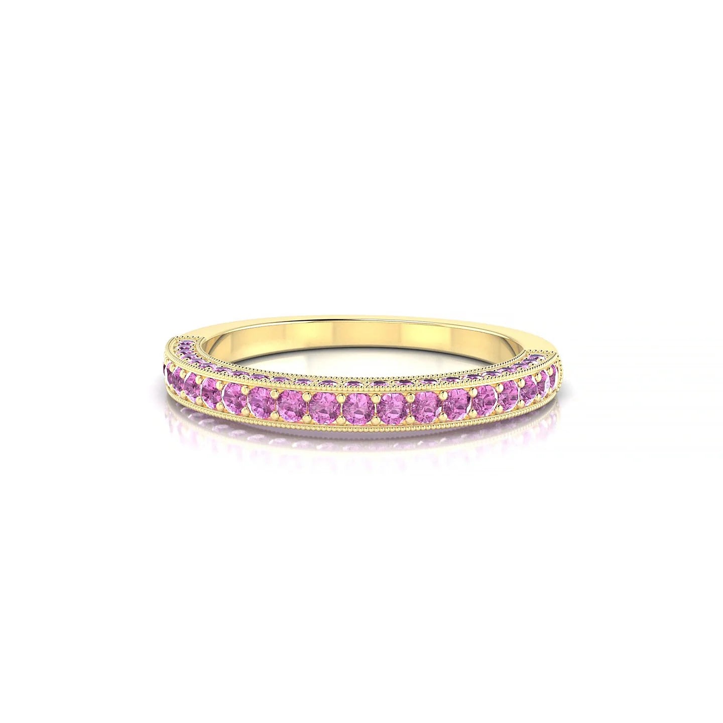 Lustre | 18k Yellow Gold 1.5 mm Round Pink Sapphire Ring
