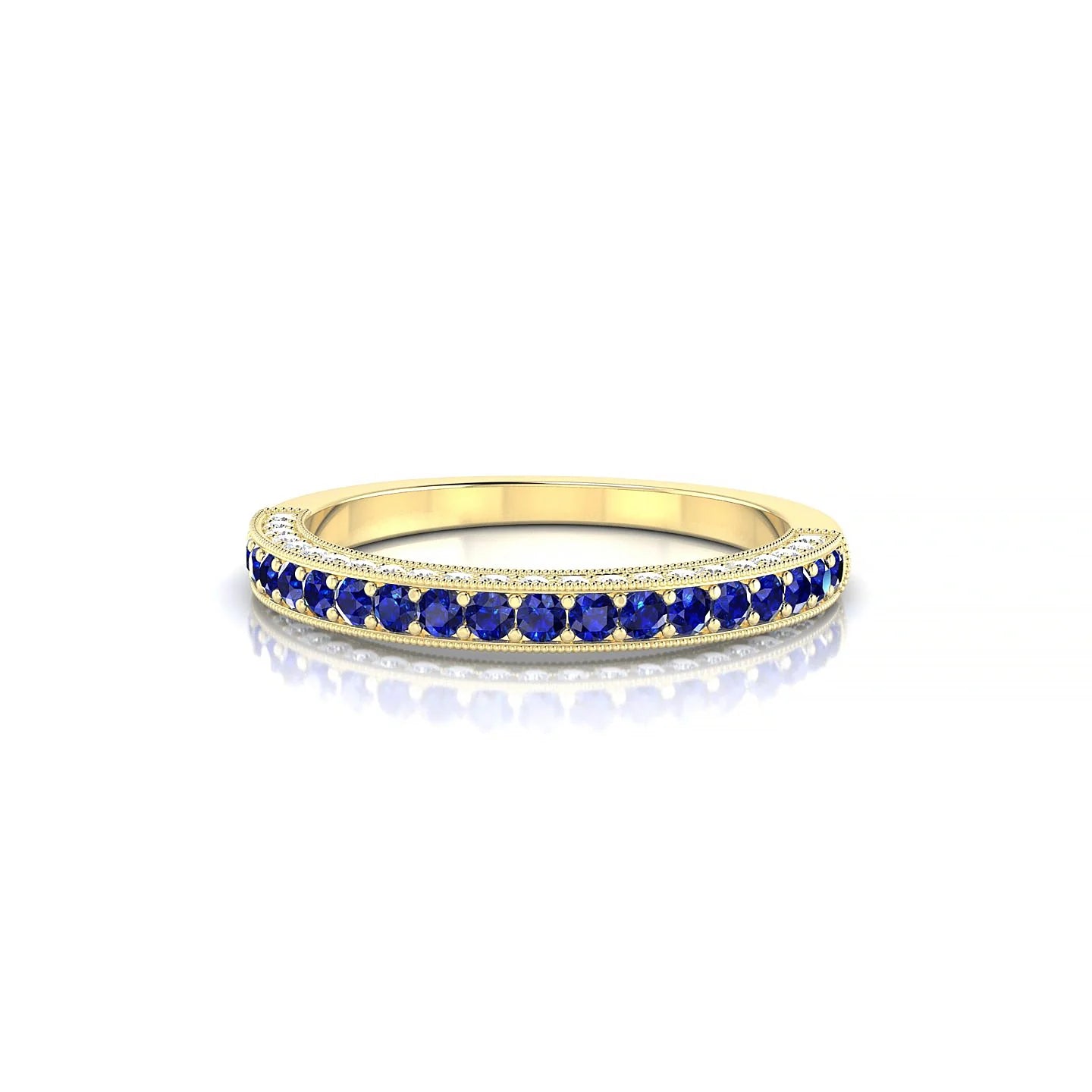 Lustre | 18k Yellow Gold 1.5 mm Round Sapphire & Diamond Ring