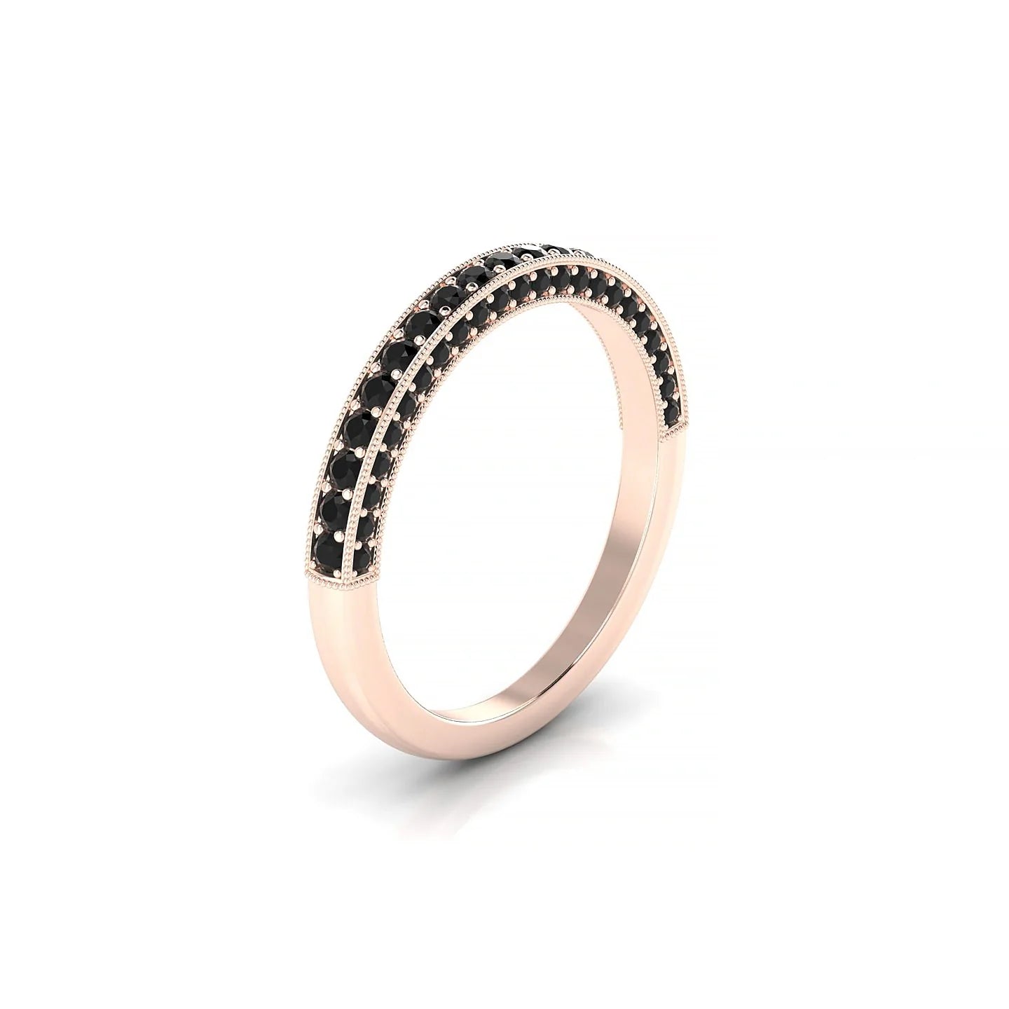 Lustre | 18k Rose Gold 1.5 mm Round Black Diamond Ring