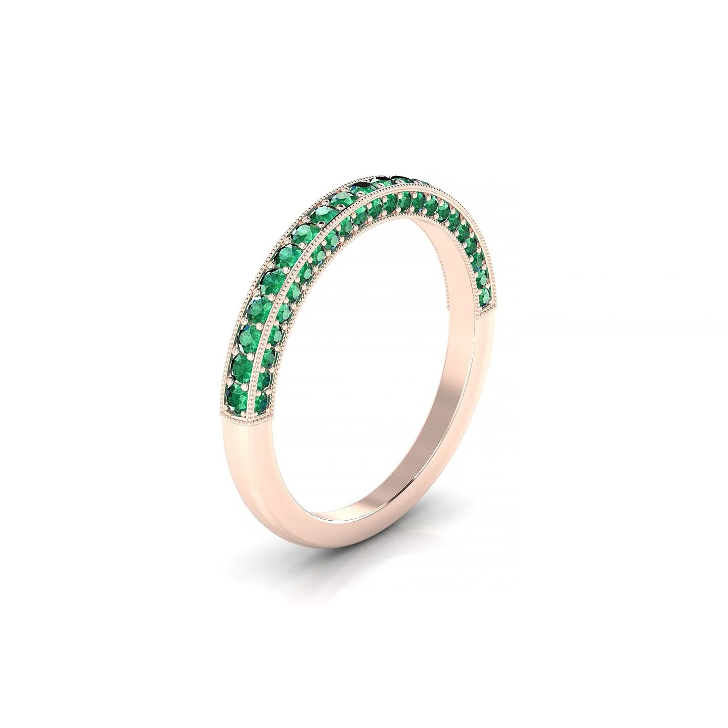 Lustre | 18k Rose Gold 1.5 mm Round Emerald Ring