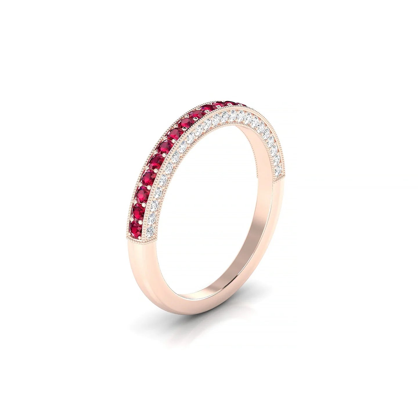 Lustre | 18k Rose Gold 1.5 mm Round Ruby & Diamond Ring