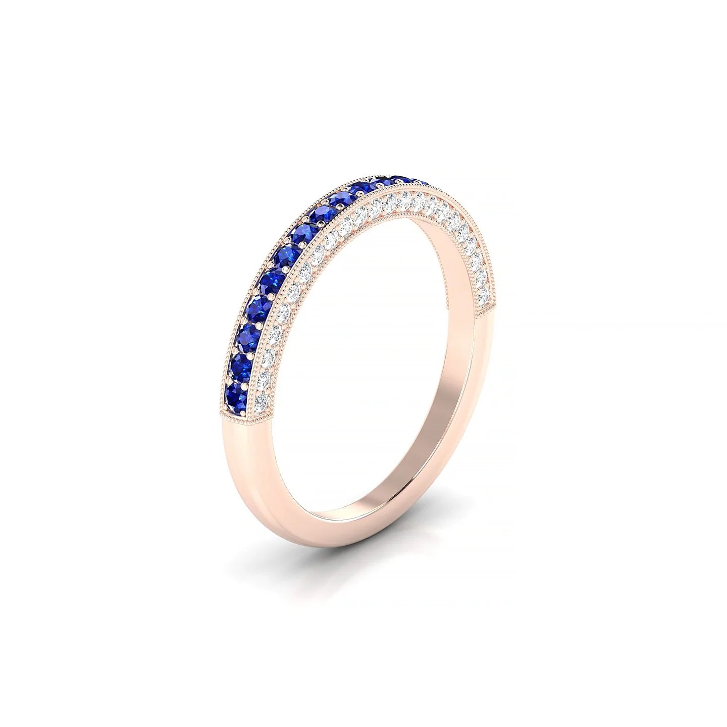 Lustre | 18k Rose Gold 1.5 mm Round Sapphire & Diamond Ring